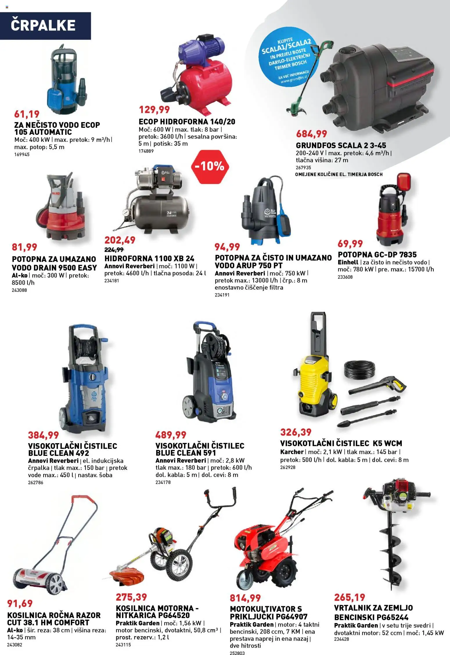 Novi Inpos katalog ponudbe – veljaven od 09.04.2026 | Stran: 3 | Izdelki: Črpalka, Kosilnica, Vrtalnik, Svedri