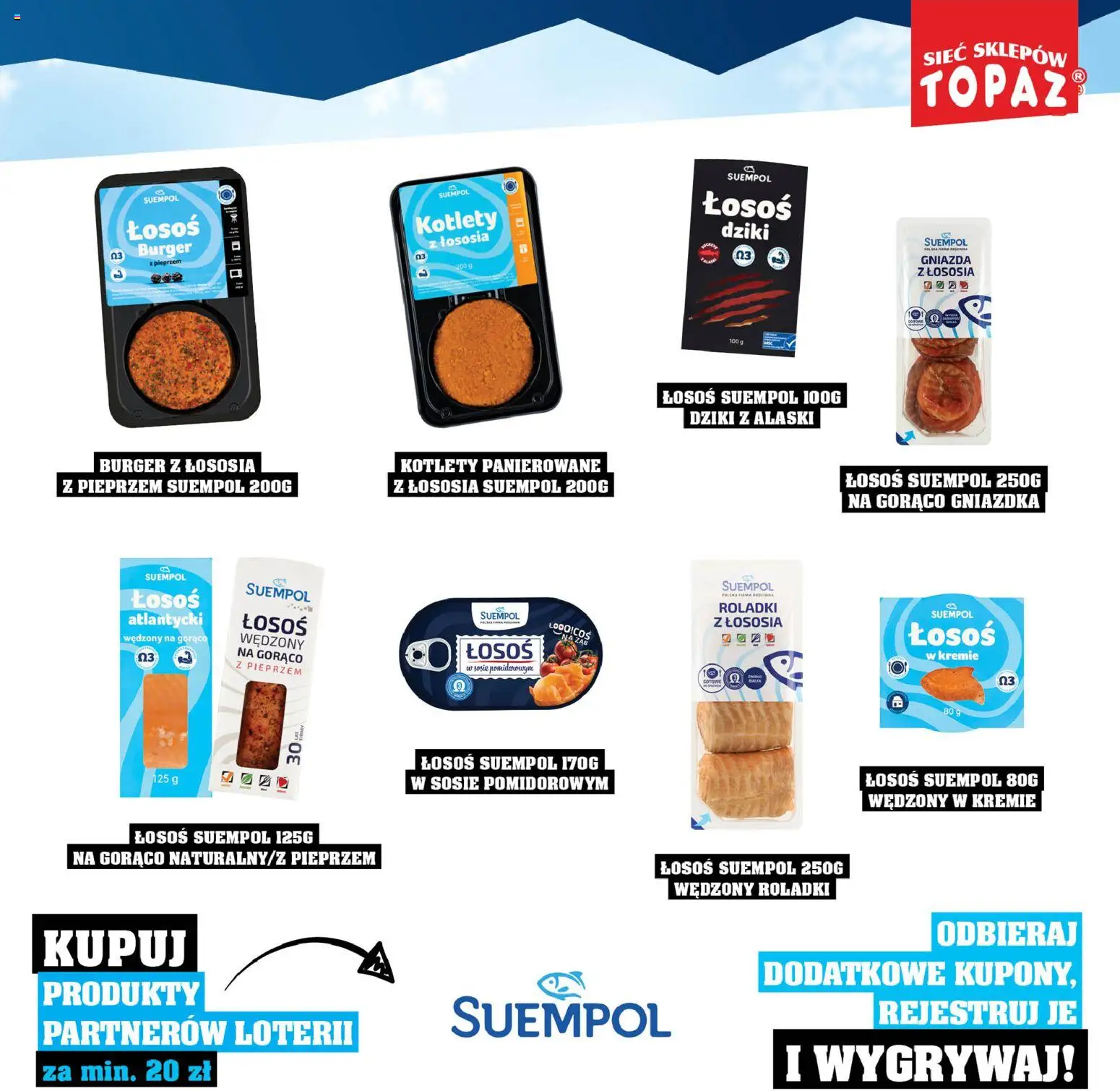 Topaz Gazetka - Katalog Produktów Objętych Loterią od 01.12.2025 | Strona: 31 | Produkty: Łosoś z pieprzem, Łosoś, Kotlety