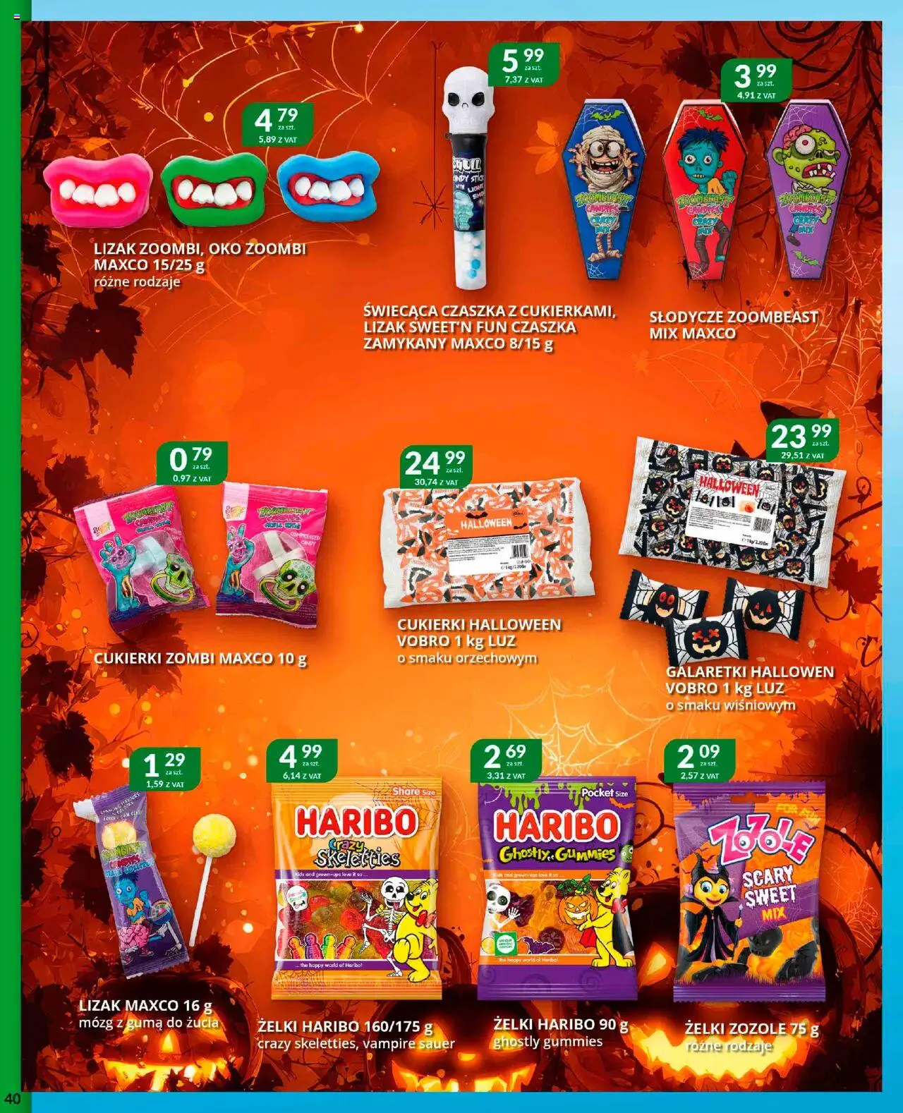Eurocash Gazetka od 22.09.2025 | Strona: 40 | Produkty: Żelki haribo, Galaretki, Żelki, Cukierki