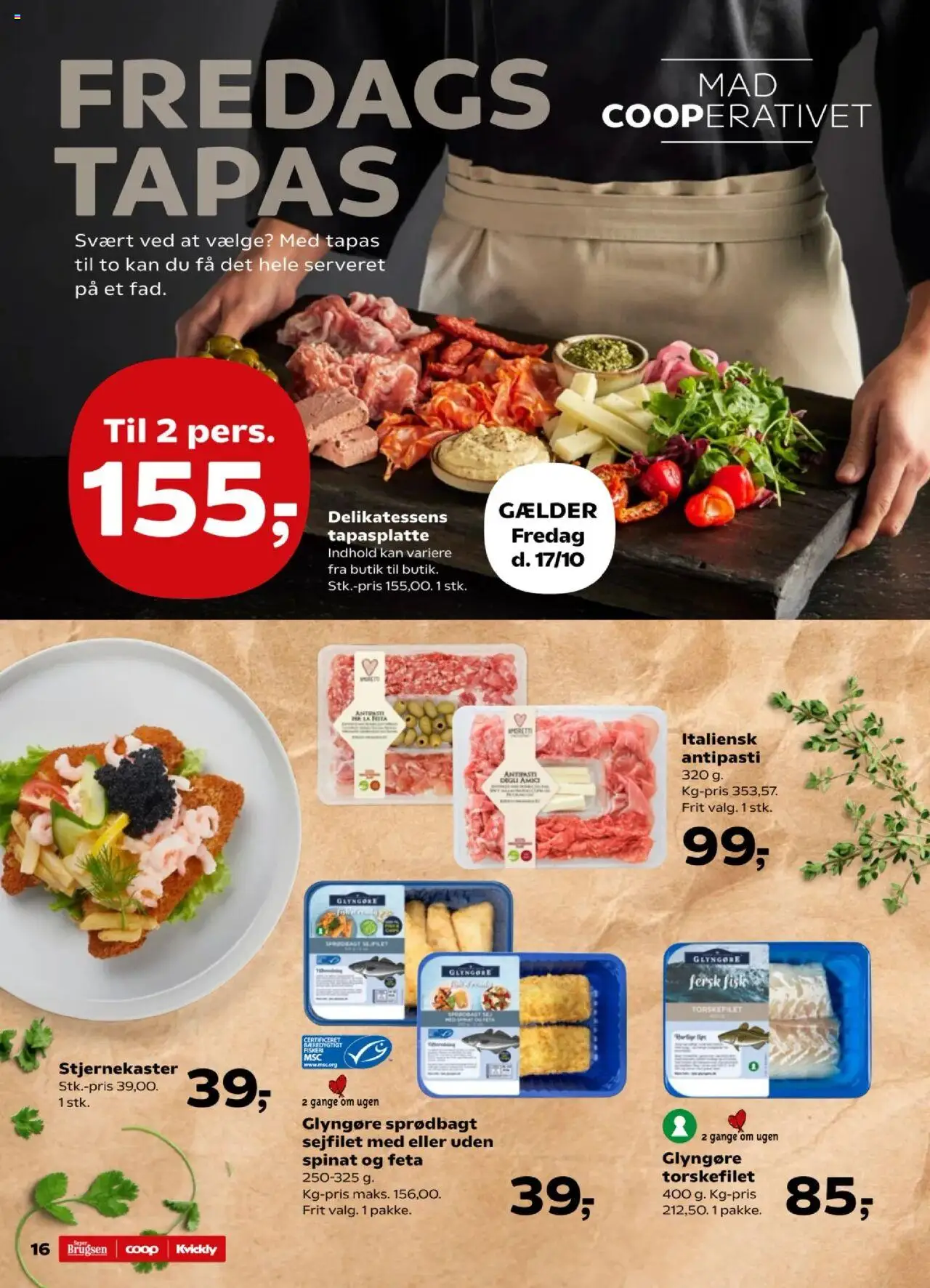 Super Brugsen tilbudsavis – gyldig fra 17.10.2025 | Side: 16 | Produkter: Spinat, Torskefilet