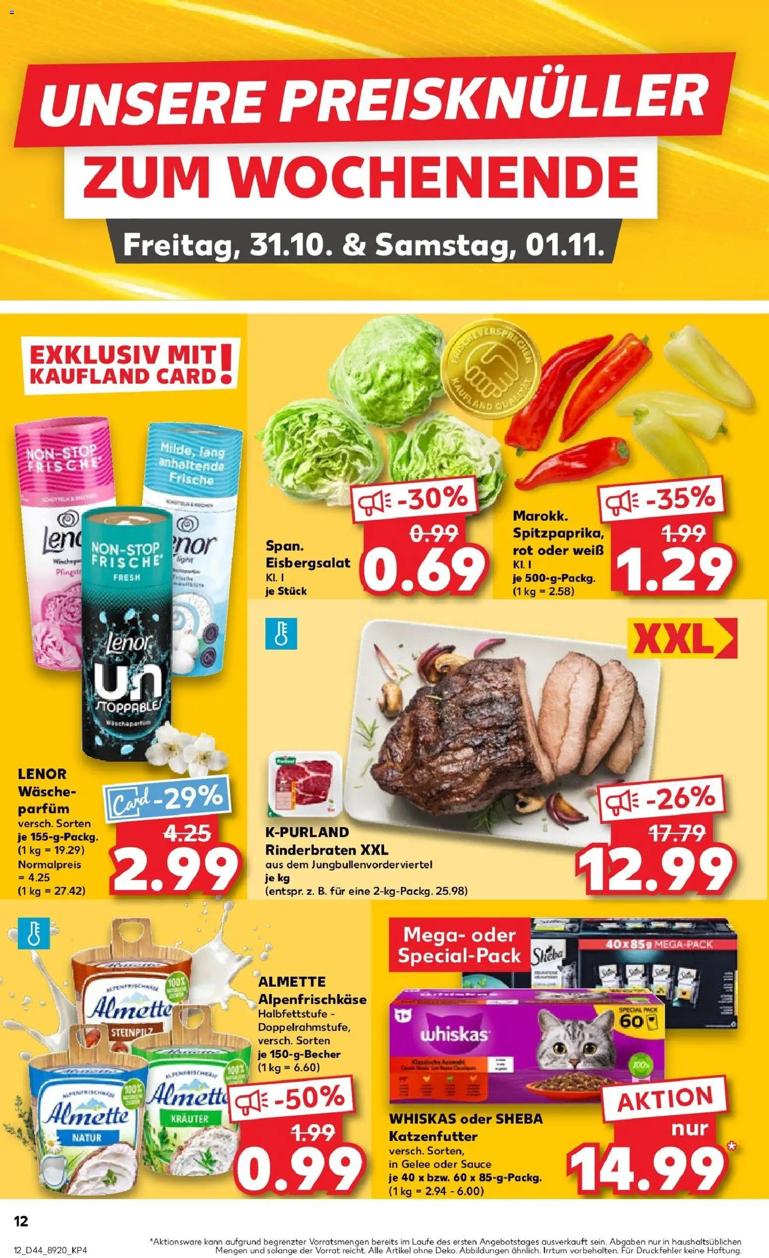 Kaufland prospekt Berlin	 – gültig ab 30.10.2025 | Seite: 12 | Produkte: Lenor, Rinderbraten, Katzenfutter, Parfüm