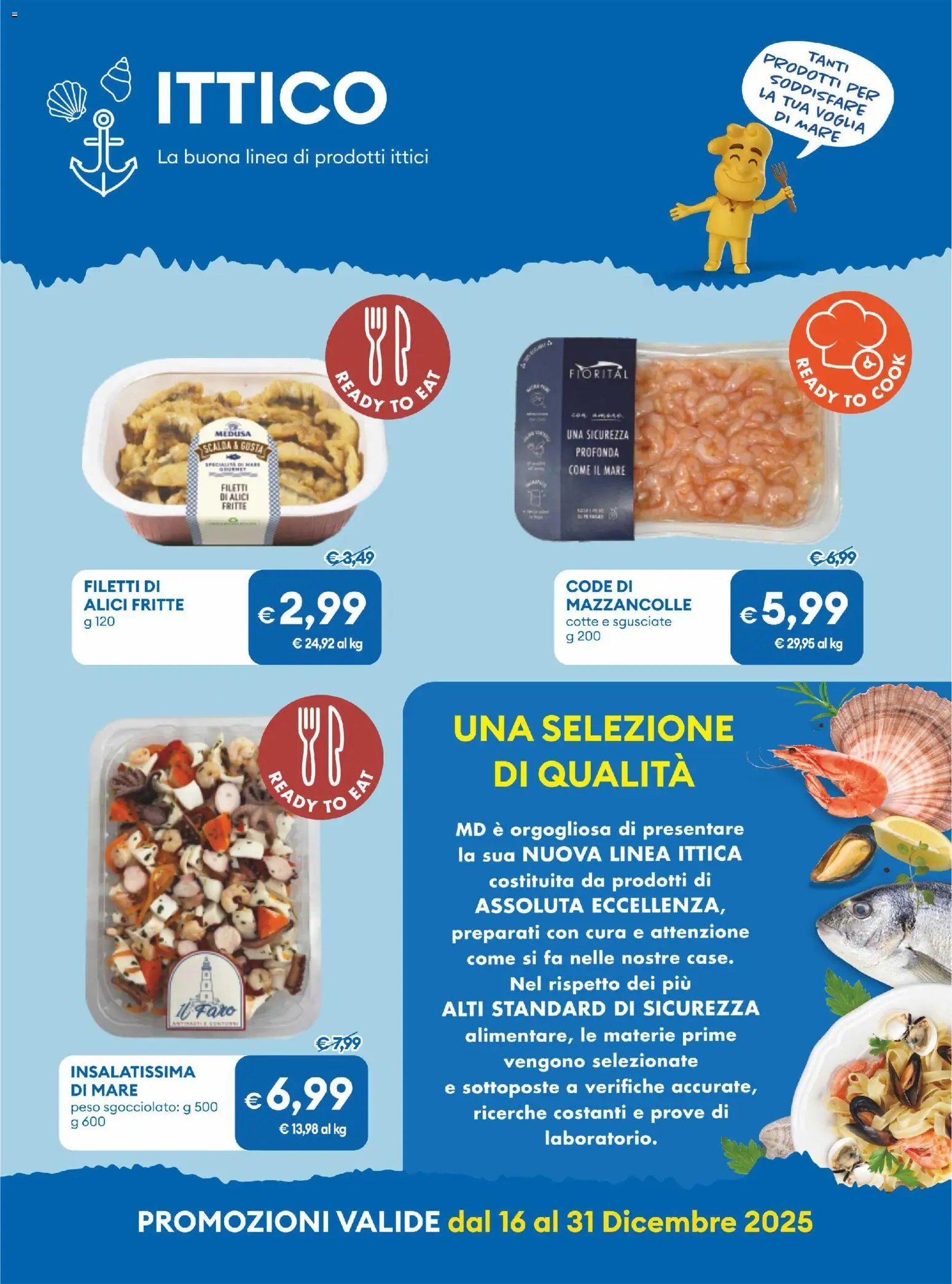 Volantino MD Discount del 16.12.2025 | Pagina: 8 | Prodotti: Mazzancolle, Alici