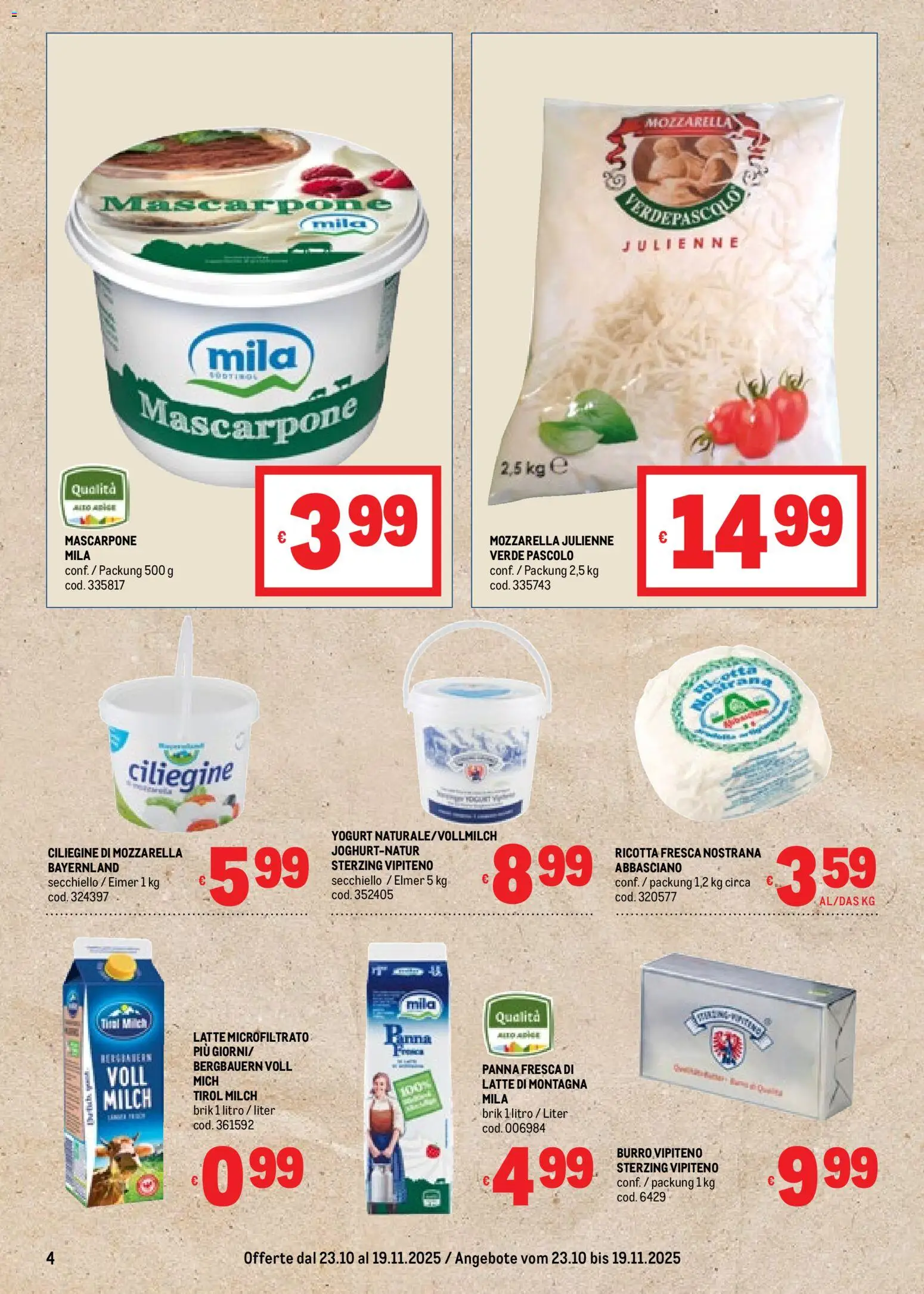 Volantino Metro del 23.10.2025 | Pagina: 4 | Prodotti: Yogurt, Panna, Ricotta, Mascarpone