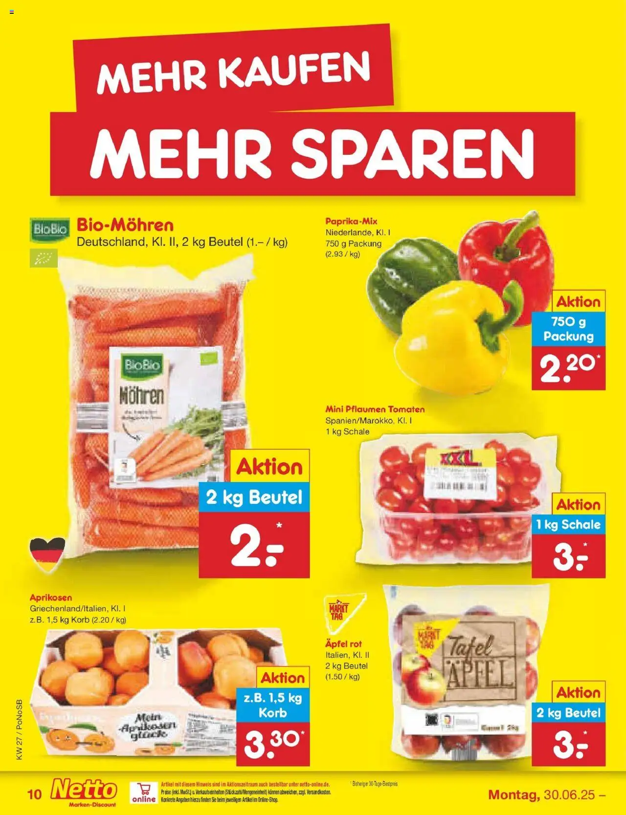 Netto Marken-Discount prospekt Amberg	 - gültig ab dem 29.06.2025 | Seite: 12 | Produkte: Pflaumen, Äpfel, Tomaten, Mohren