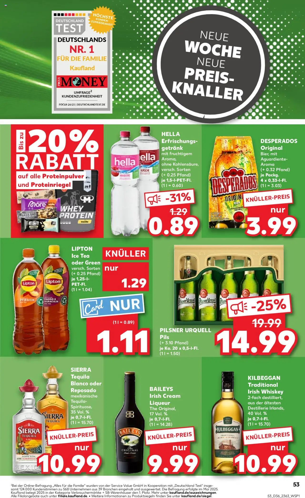 Kaufland prospekt Bremen	 - gültig ab dem 04.09.2025 | Seite: 53 | Produkte: Tequila, Hella, Pfirsich, Desperados