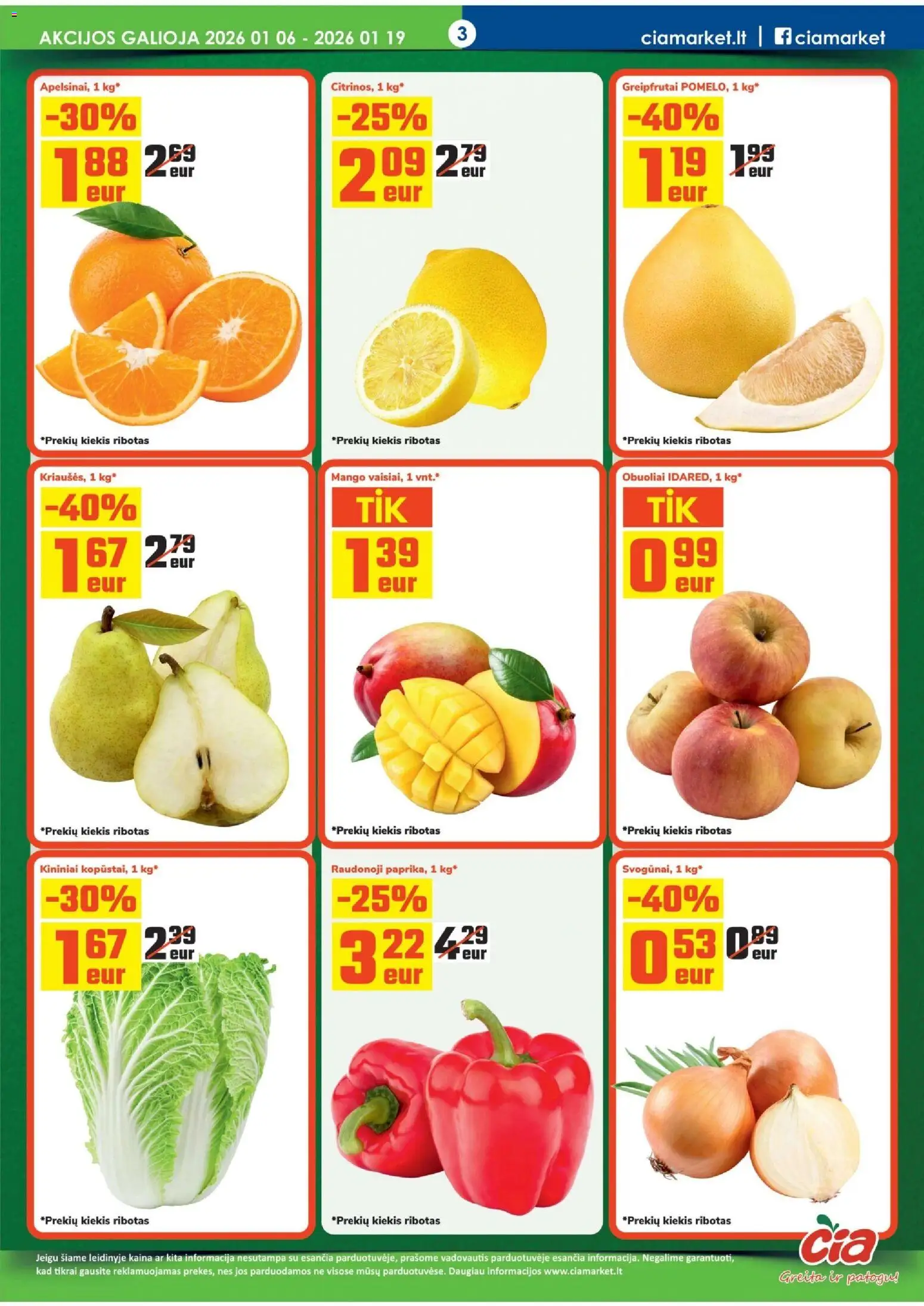 ČIA MARKET akcijos nuo 06.01.2026 | Puslapis: 3 | Prekių: Obuoliai