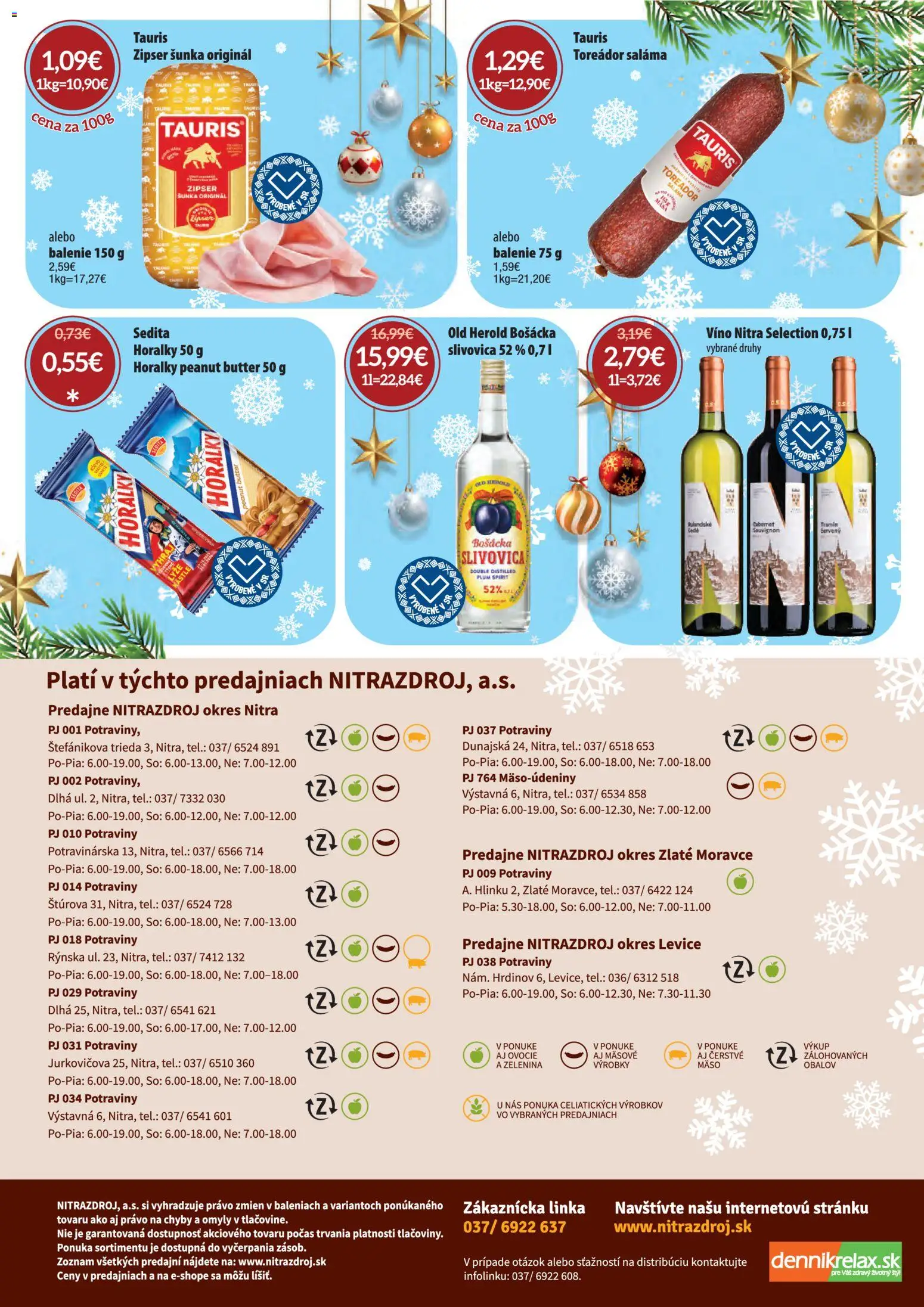 Nové Nitrazdroj akcie – leták je platný od 01.12.2025 | Strana: 26 | Produkty: Víno, Bošácka slivovica, Horálky, Ovocie