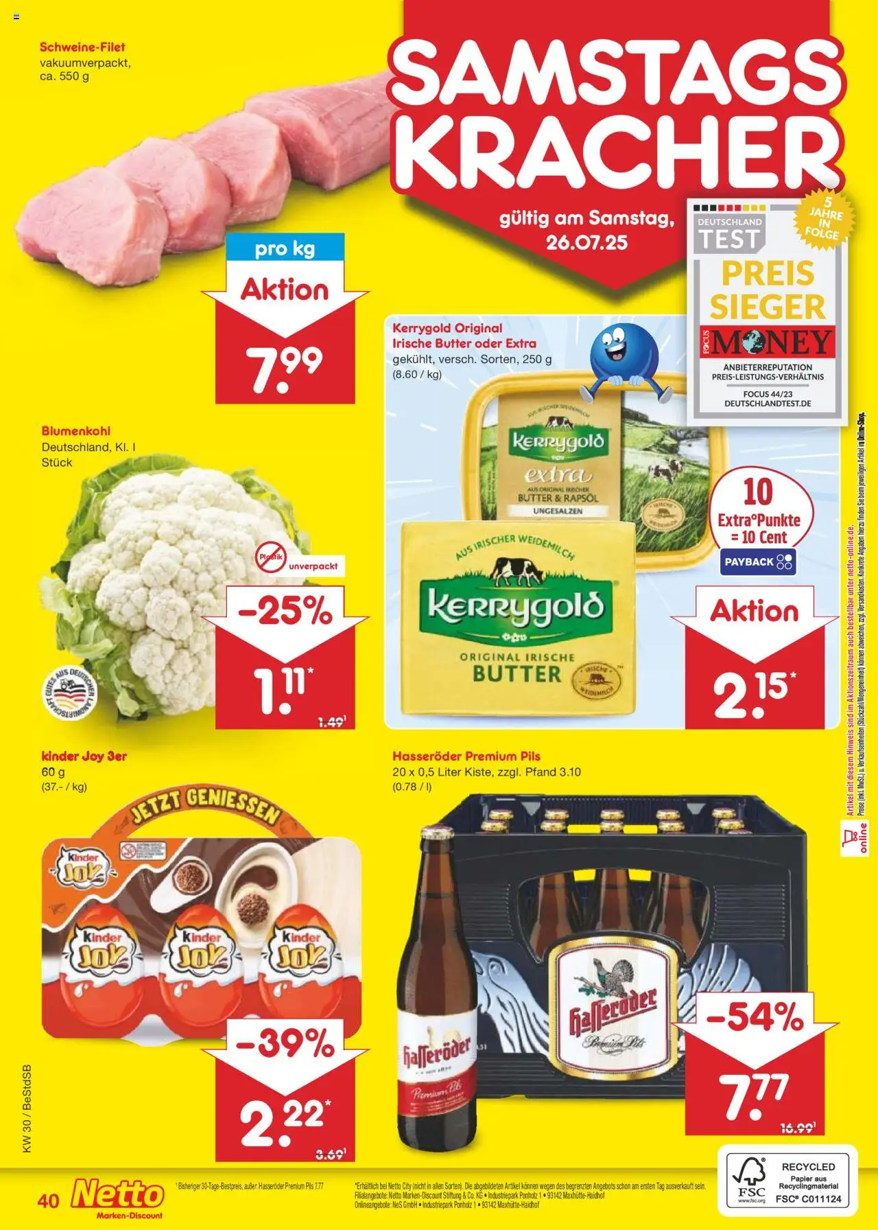 Netto Marken-Discount Prospekt 	 - gültig ab dem 21.07.2025 | Seite: 64 | Produkte: Rapsöl, Kinder joy, Blumenkohl, Hasseröder