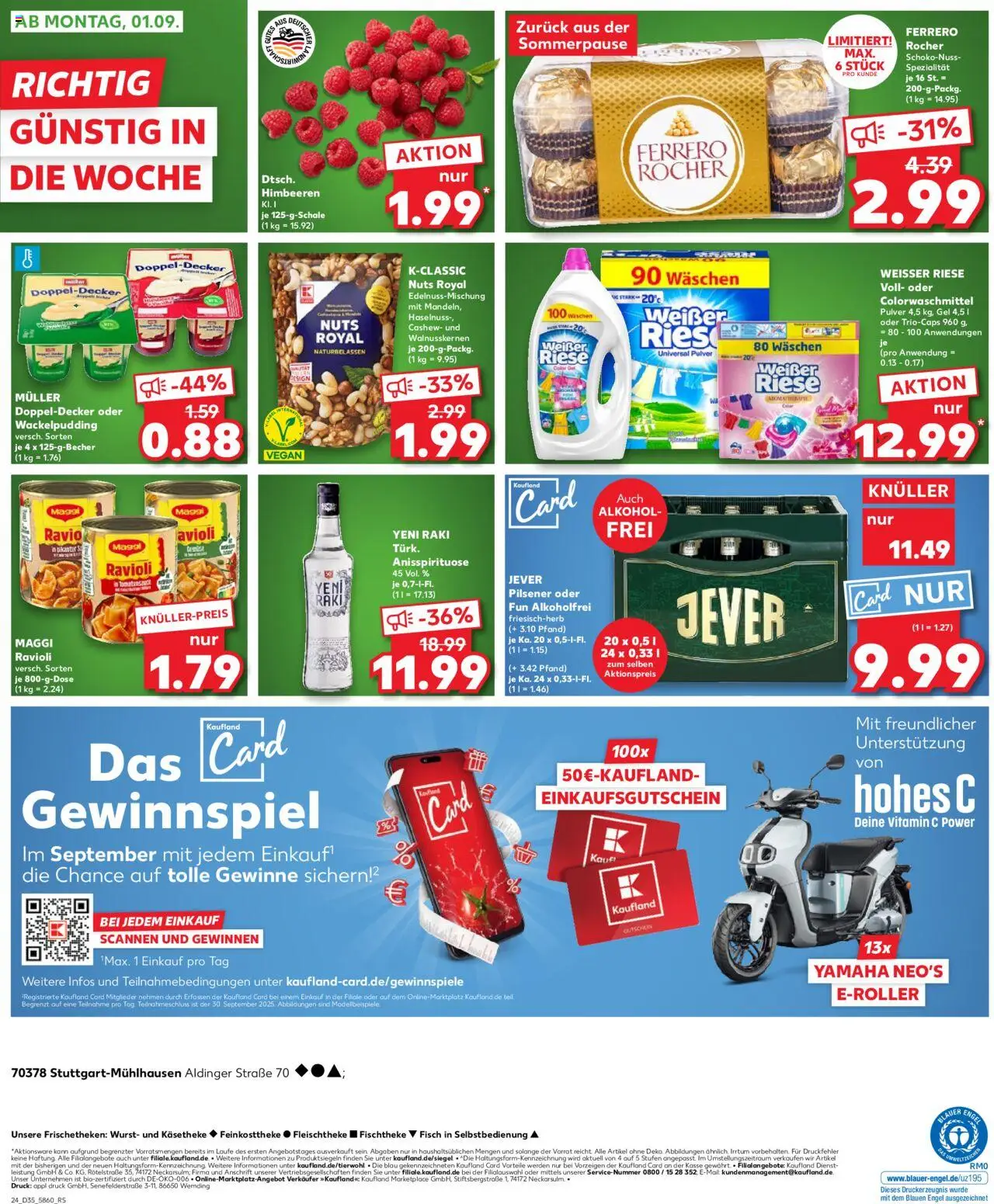 Kaufland prospekt Stuttgart	 - gültig ab dem 28.08.2025 | Seite: 24 | Produkte: Himbeeren, Ferrero rocher, Fisch, Jever