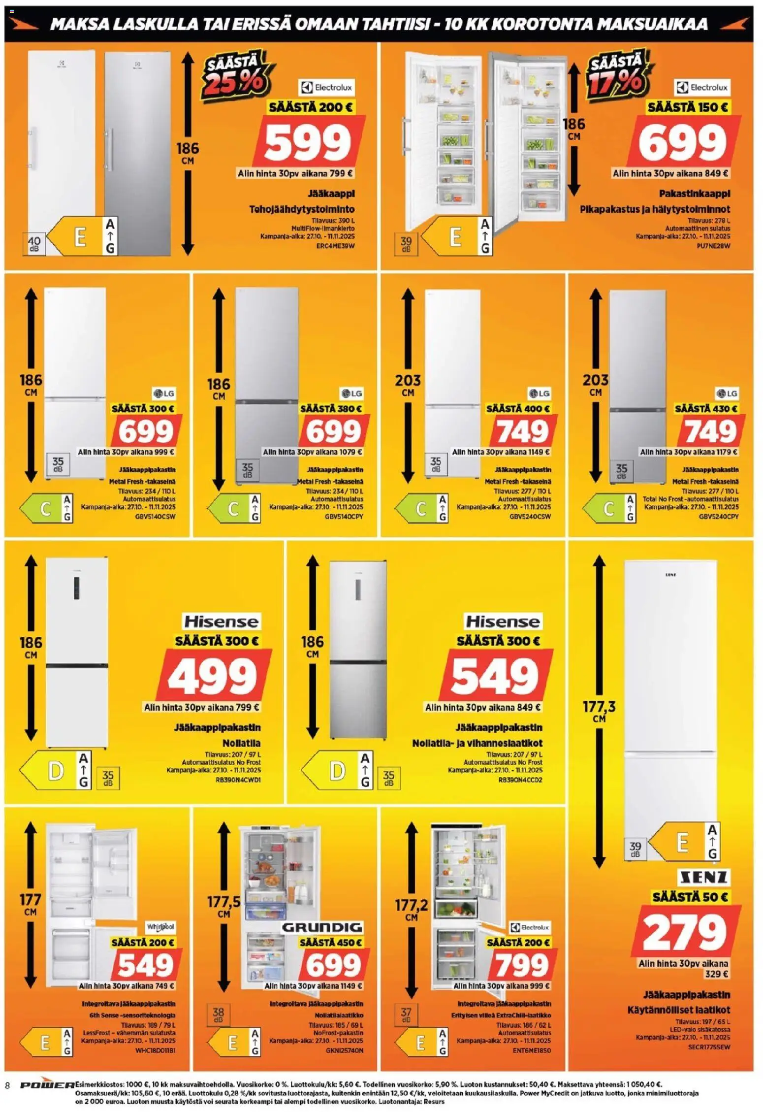 Power tarjoukset – voimassa 03.11.2025 alkaen | Sivu: 8 | Tuotteet: Jääkaappipakastin, Voi