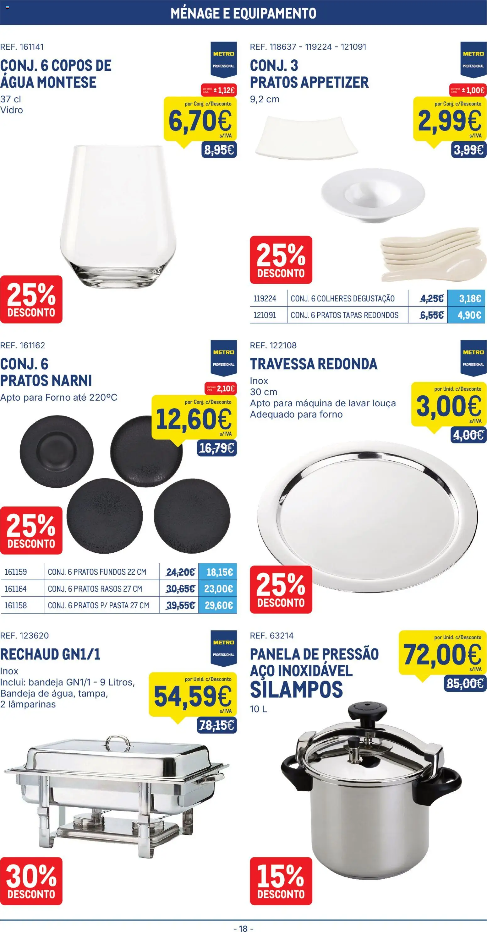 Makro folheto │ válido de 09.12.2025 | Página: 18 | Produtos: Copos, Pratos, Bandeja, Panela de pressão