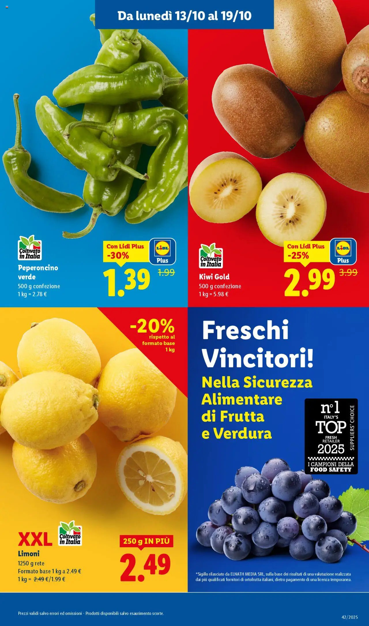 Volantino Lidl del 13.10.2025 | Pagina: 3 | Prodotti: Kiwi, Frutta, Peperoncino