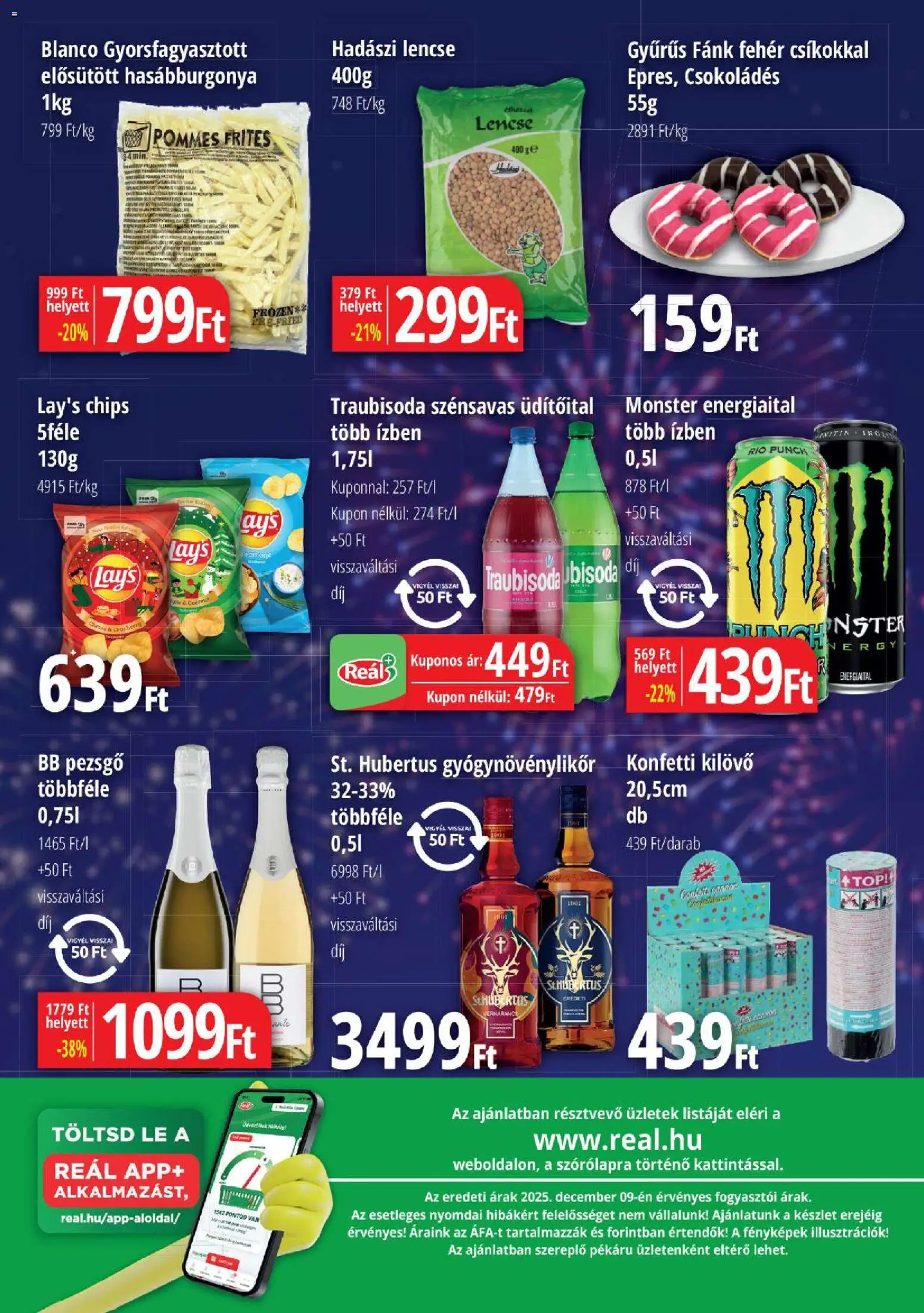 Reál akciós ujság - amely érvényes a következő dátumtól: 18.12.2025 | Oldal: 4 | Termékek: Fánk, Pezsgő, Lencse, Hasábburgonya