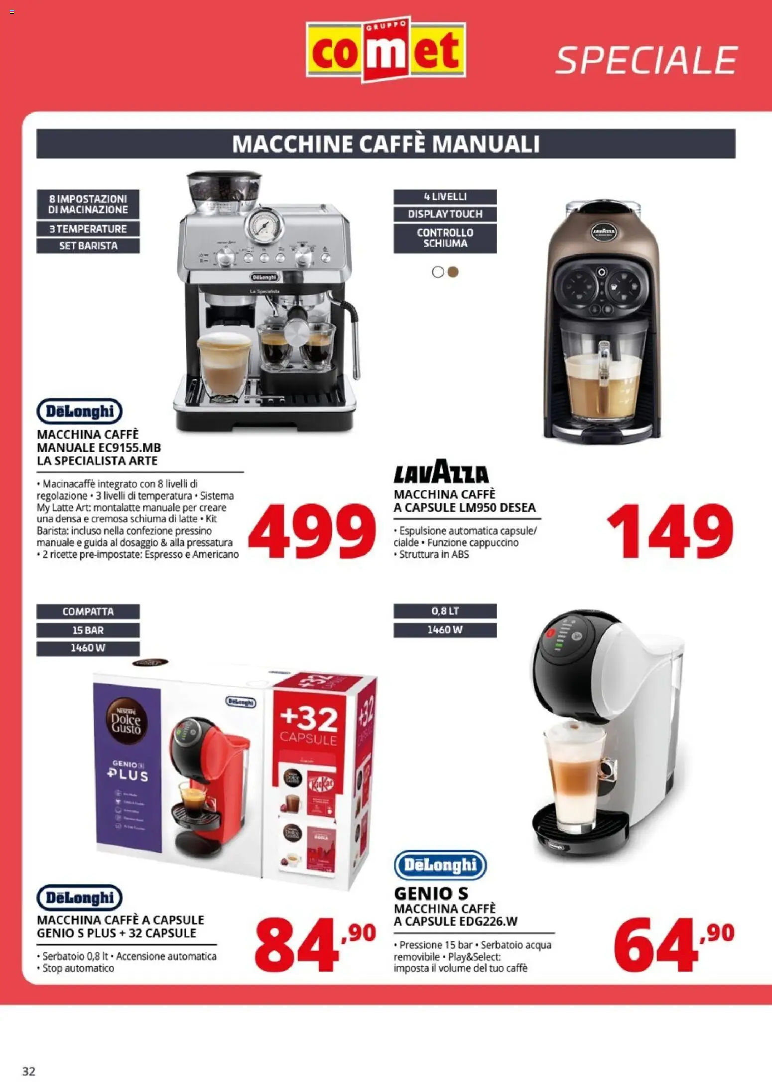 Volantino Comet del 09.01.2026 | Pagina: 32 | Prodotti: Caffè, Acqua, Latte, Lavazza