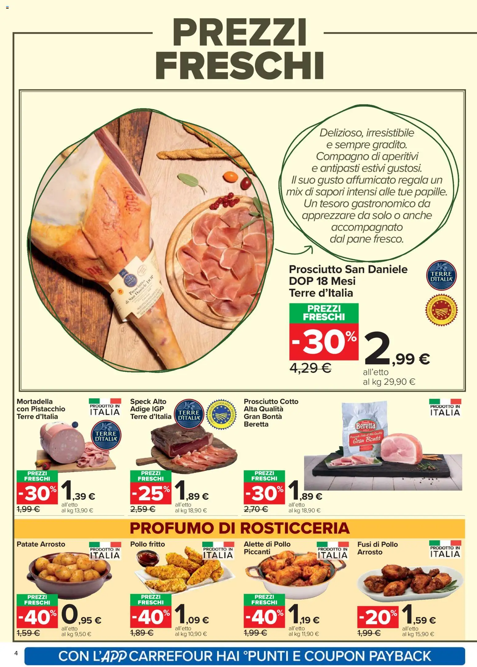 Volantino Carrefour del 02.03.2026 | Pagina: 4 | Prodotti: Arrosto, Prosciutto Cotto, Pane, Pollo