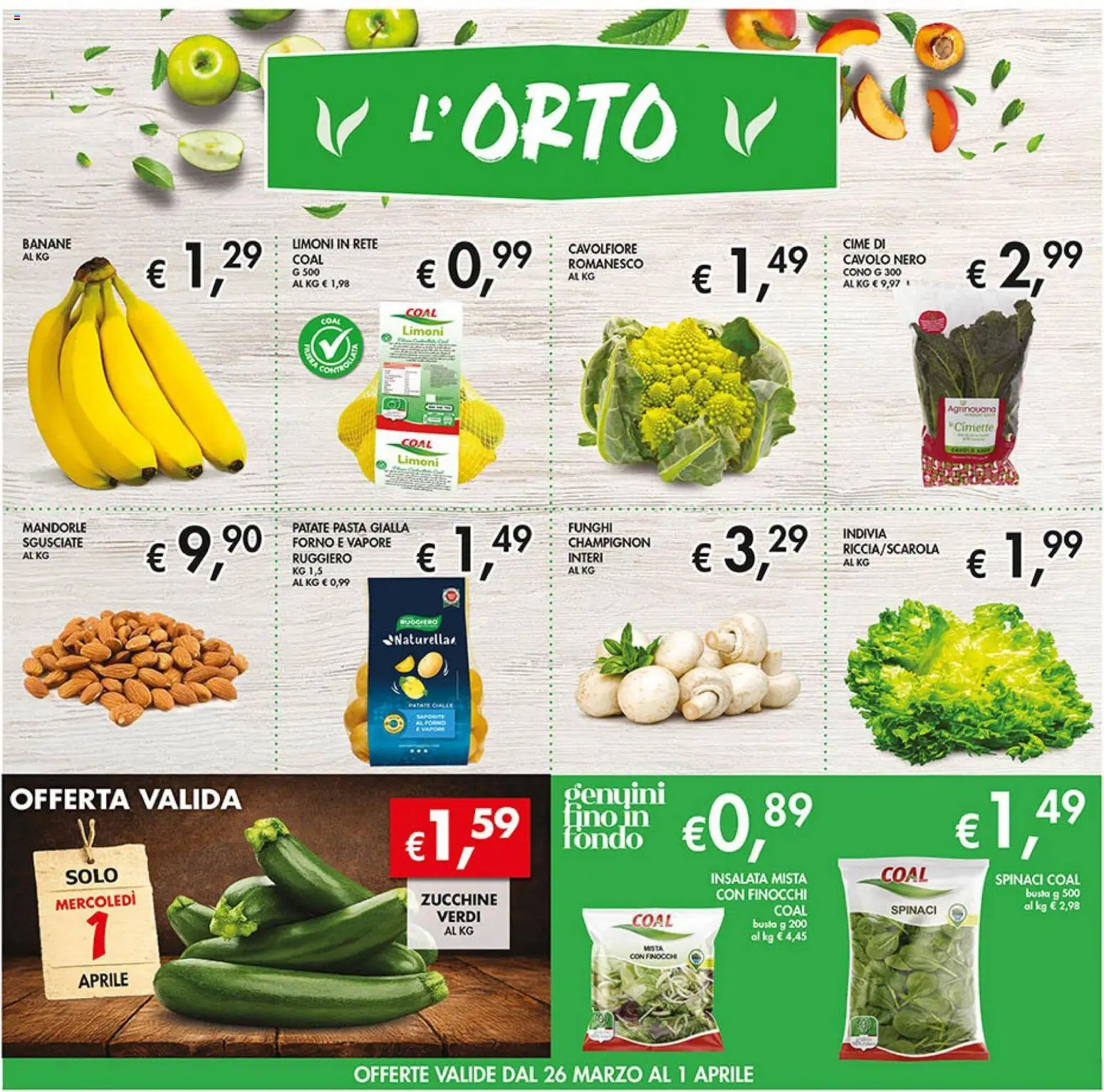 Volantino Coal del 26.03.2026 | Pagina: 2 | Prodotti: Funghi, Spinaci, Zucchine, Indivia