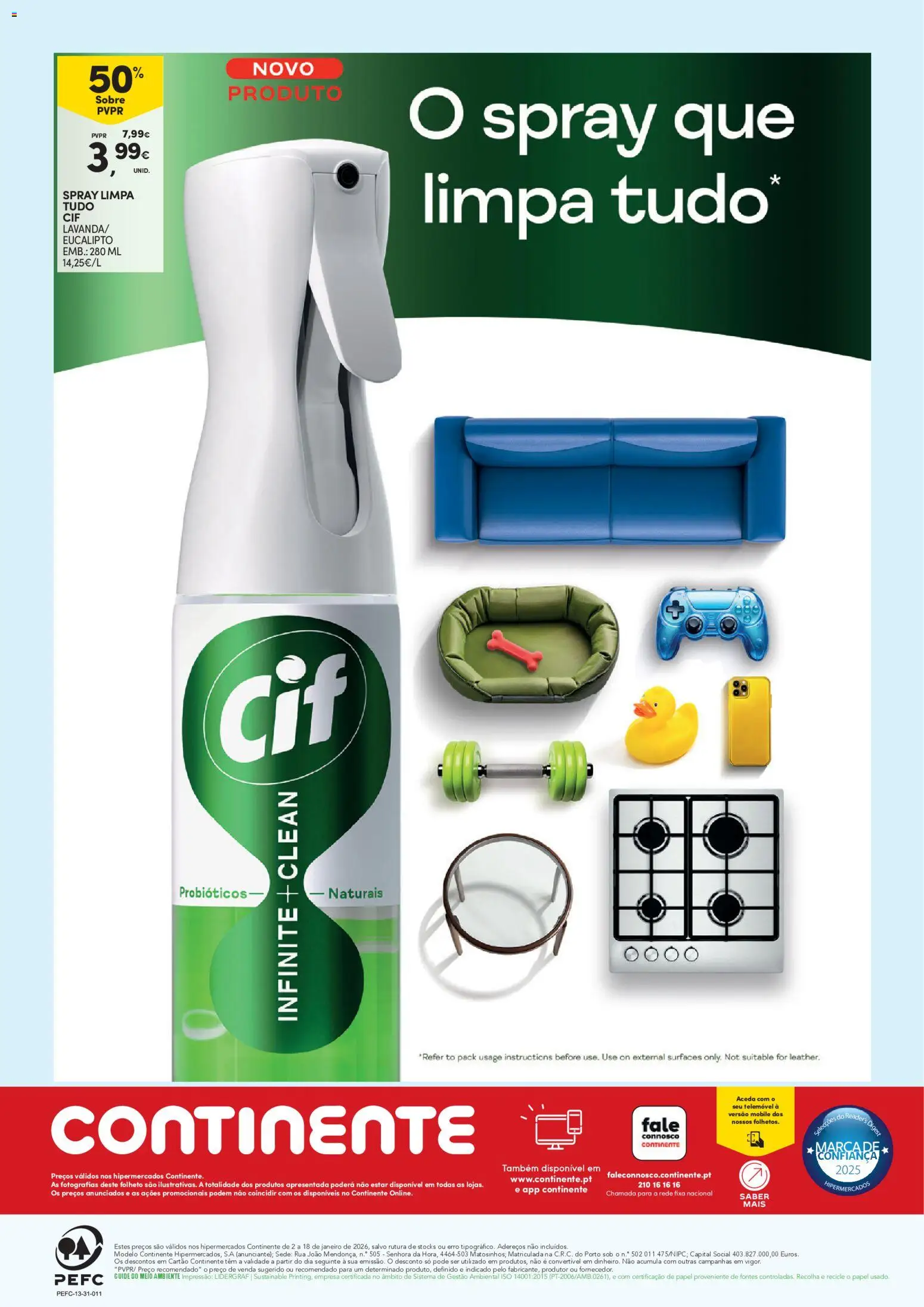 Continente - Limpeza do Lar: Poupança que deixa tudo limpinho │ válido de 02.01.2026 | Página: 24 | Produtos: Telemóvel, Probióticos