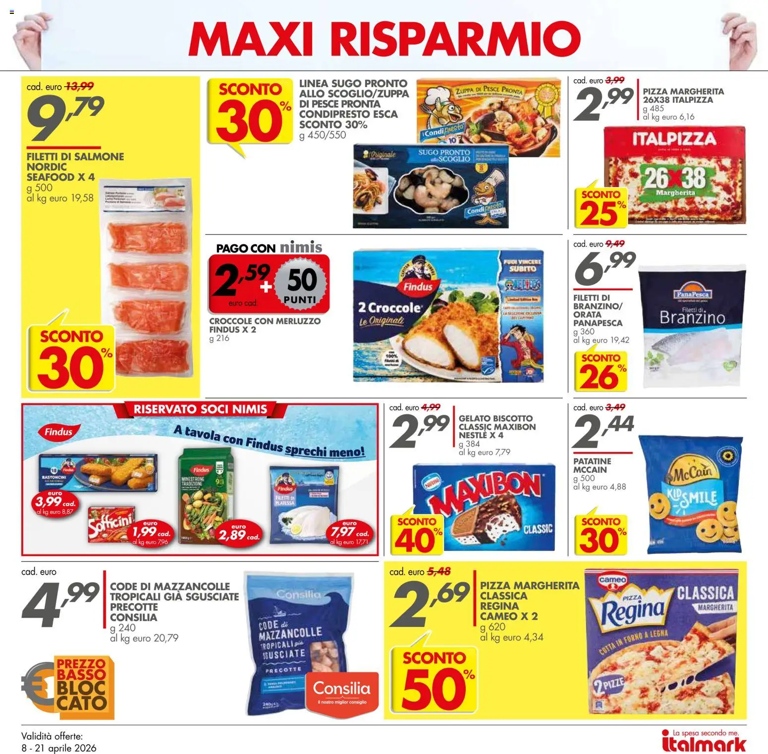 Volantino Italmark del 08.04.2026 | Pagina: 8 | Prodotti: Merluzzo, Patatine, Orata, Sugo