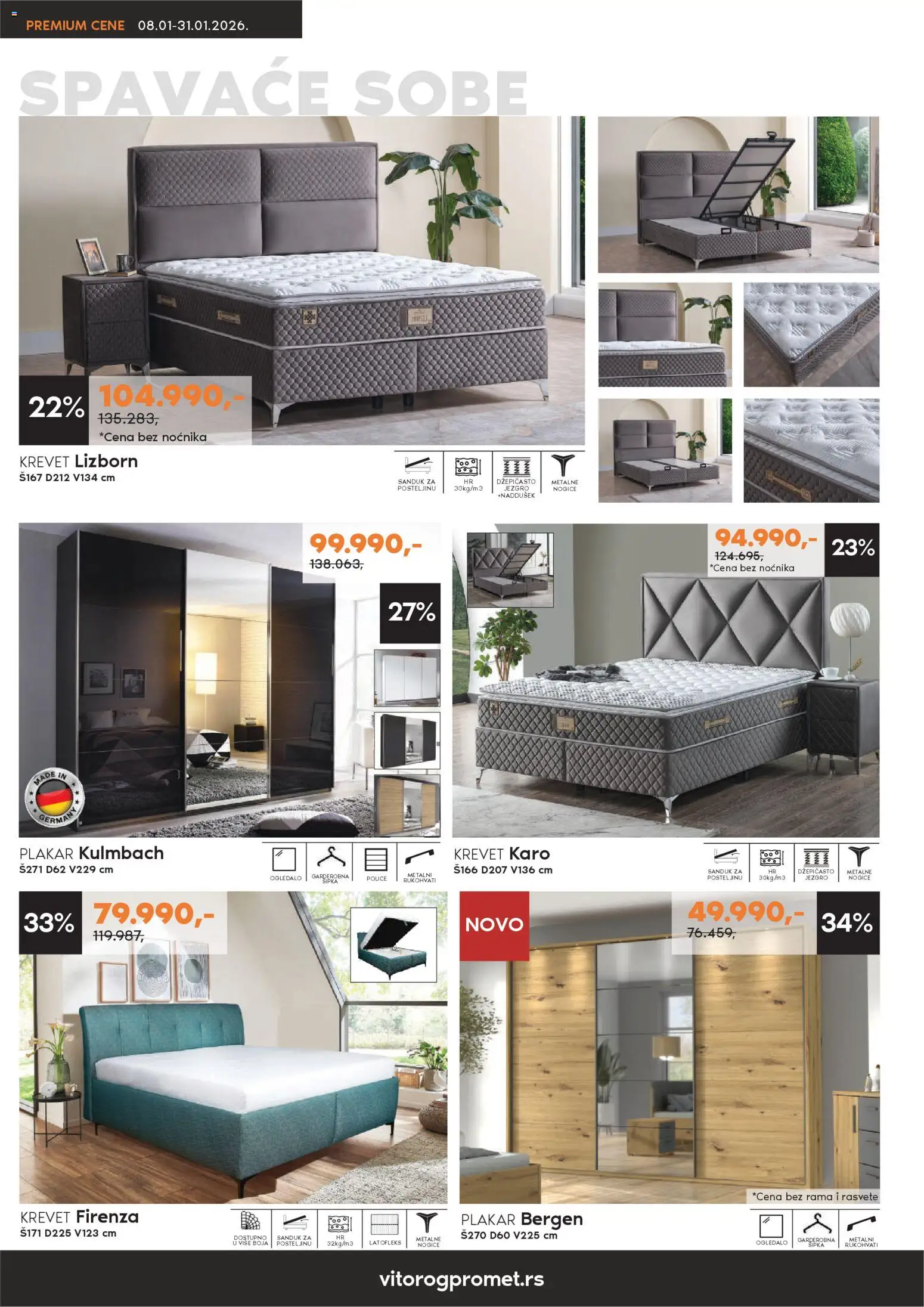 Vitorog katalog - važi od 08.01.2026 | Strana: 6 | Proizvode: Krevet, Ogledalo