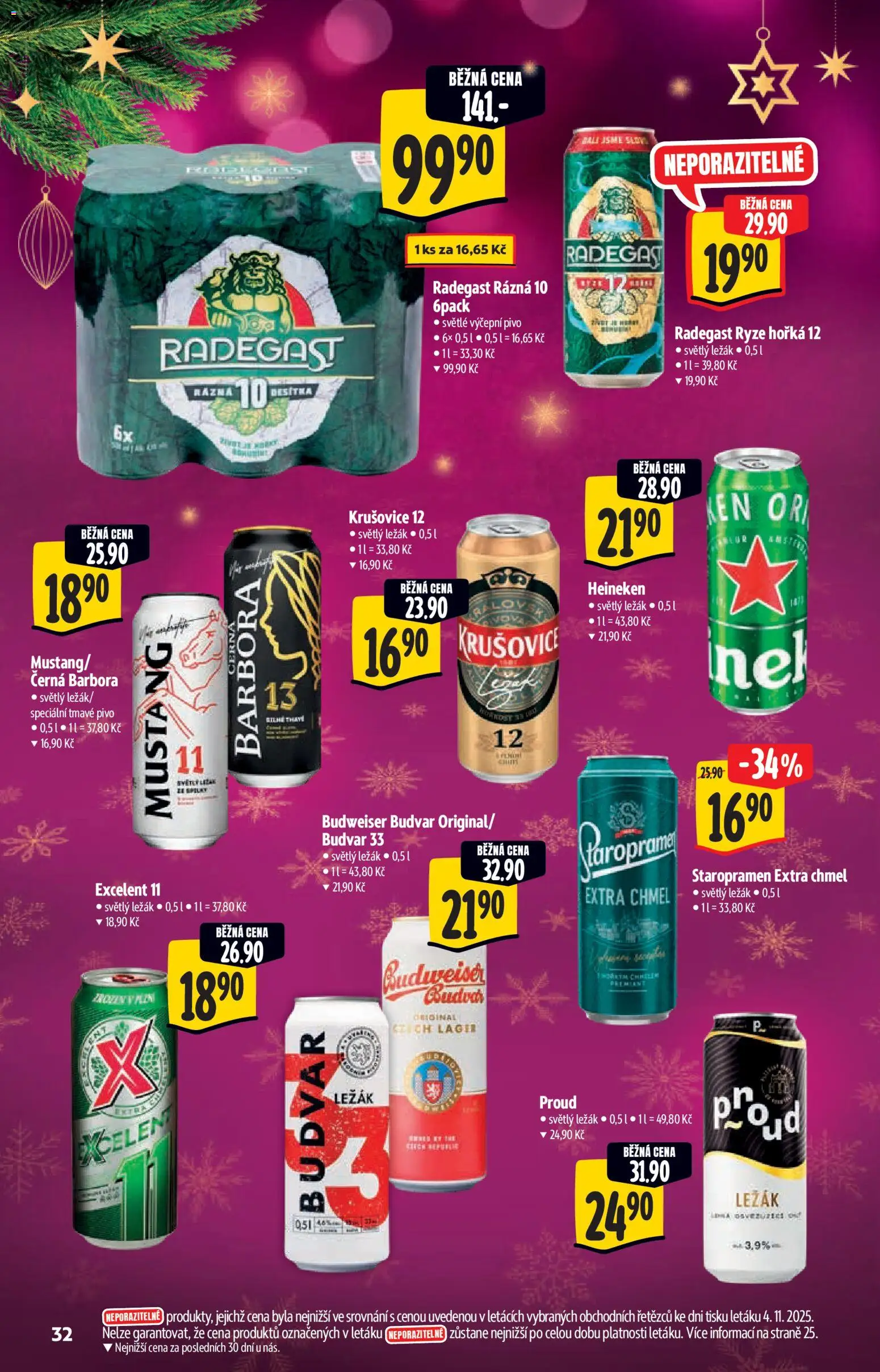 Albert katalog - Supermarket od 12.11.2025 | Strana: 32 | Produkty: Heineken, Budvar, Rýže, Radegast Rázna 10