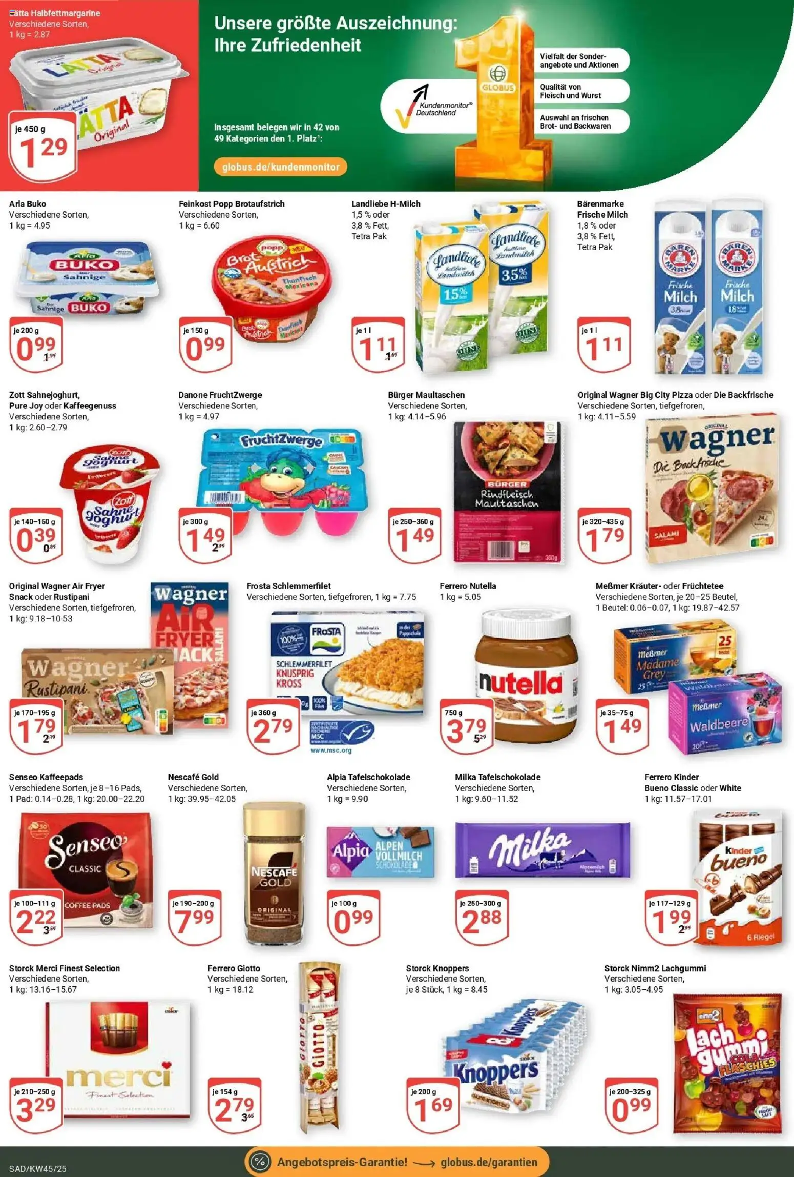 Globus prospekt Schwandorf	 – gültig ab 02.11.2025 | Seite: 2 | Produkte: Messmer, Arla buko, Knoppers, Brot