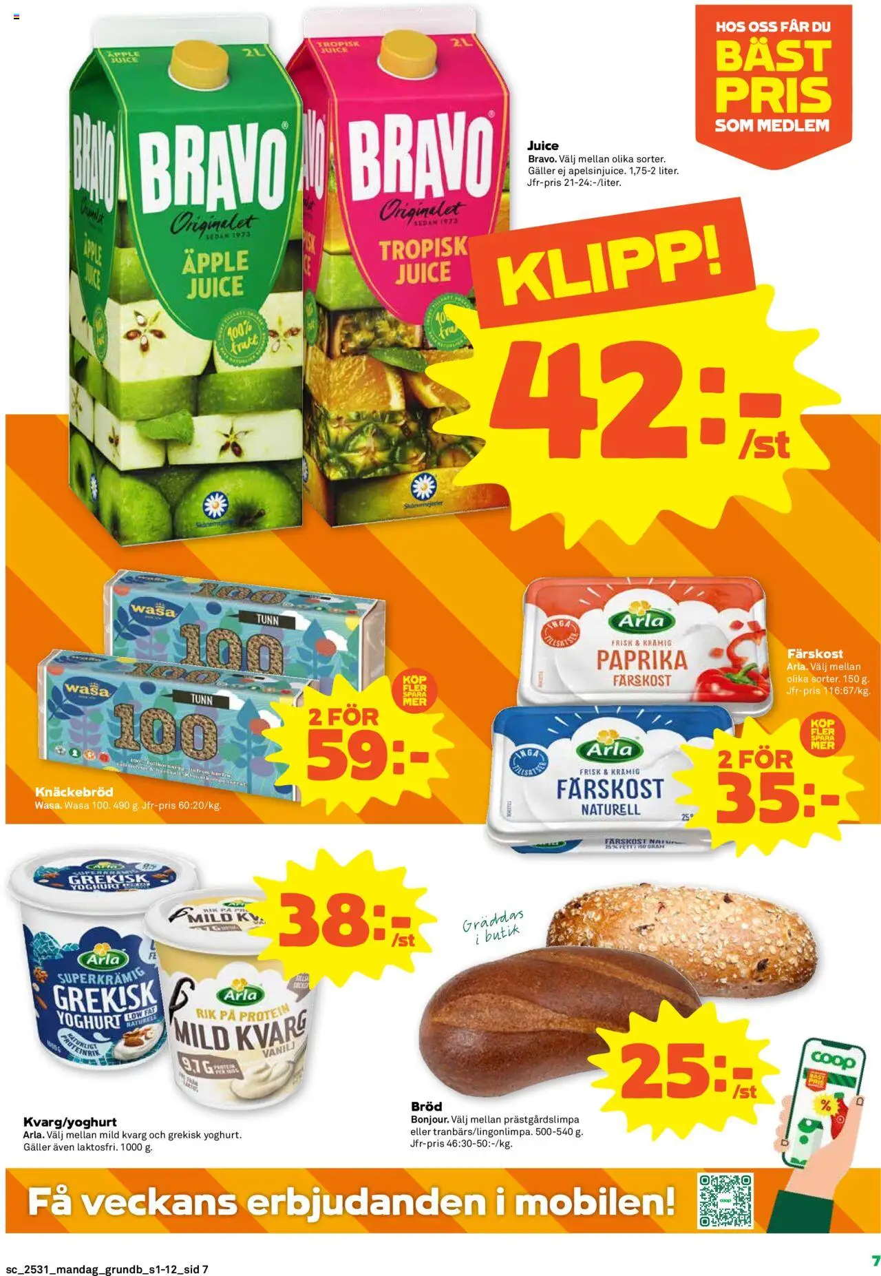 Stora Coop reklamblad aktuell från 28.07.2025 | Sida: 7 | Produkter: Galler, Yoghurt, Bröd, Kvarg