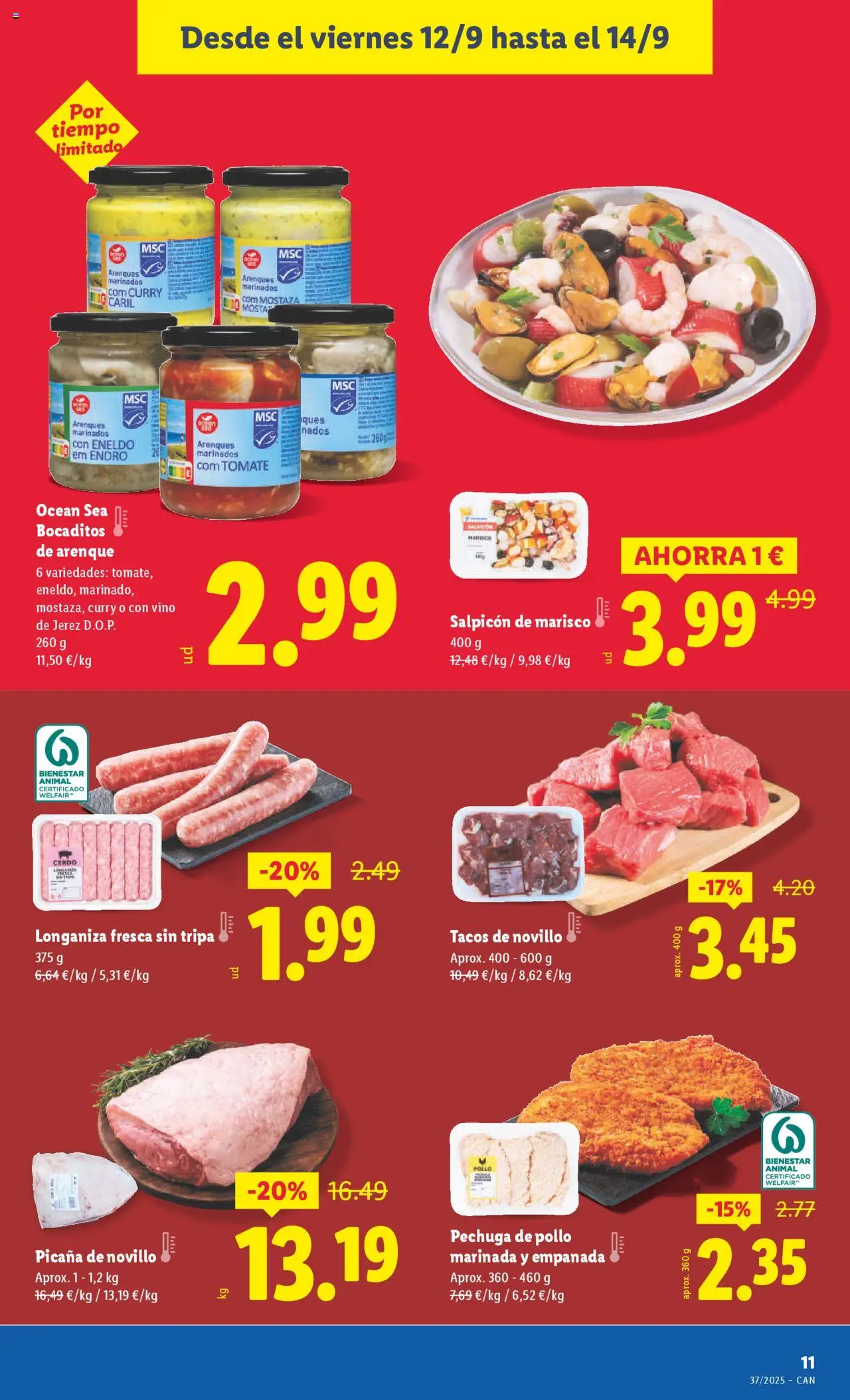 Lidl - Canarias │ válido desde el 08.09.2025 | Página: 11 | Productos: Vino, Cerdo, Tacos, Longaniza
