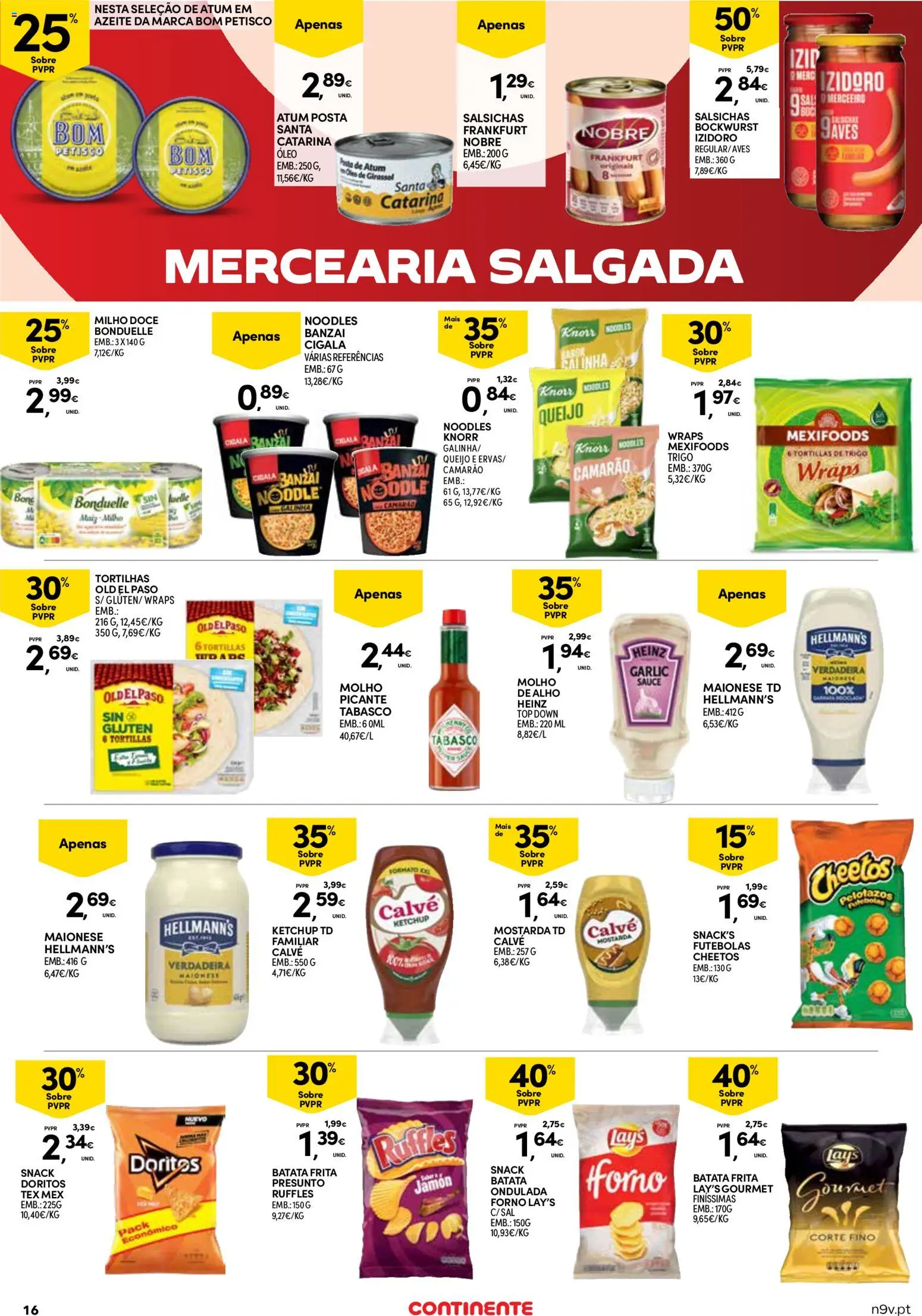 Continente Açores  │ válido de 16.04.2026 | Página: 16 | Produtos: Batata frita, Knorr, Queijo, Milho
