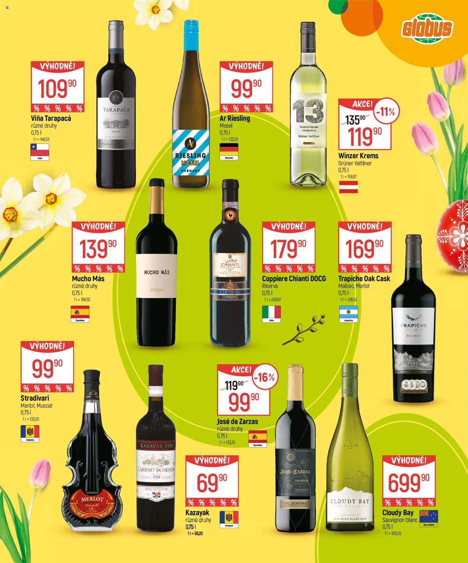 Globus leták - Velikonoce od 04.03.2026 | Strana: 27 | Produkty: Globus, Merlot, Cabernet Sauvignon, Riesling