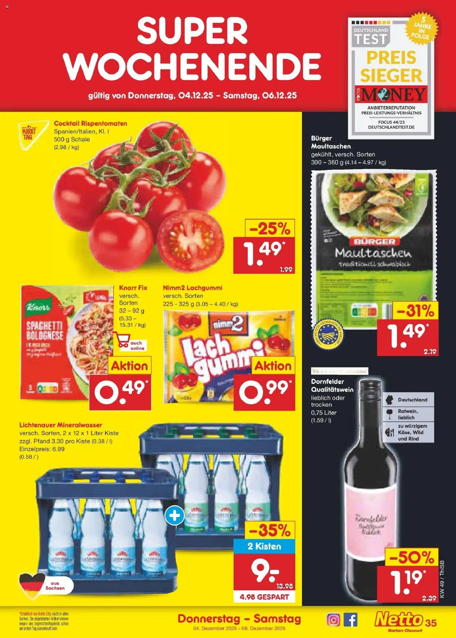Netto Marken-Discount prospekt Spremberg	 – gültig ab 01.12.2025 | Seite: 37 | Produkte: Knorr fix, Knorr, Mineralwasser, Maultaschen