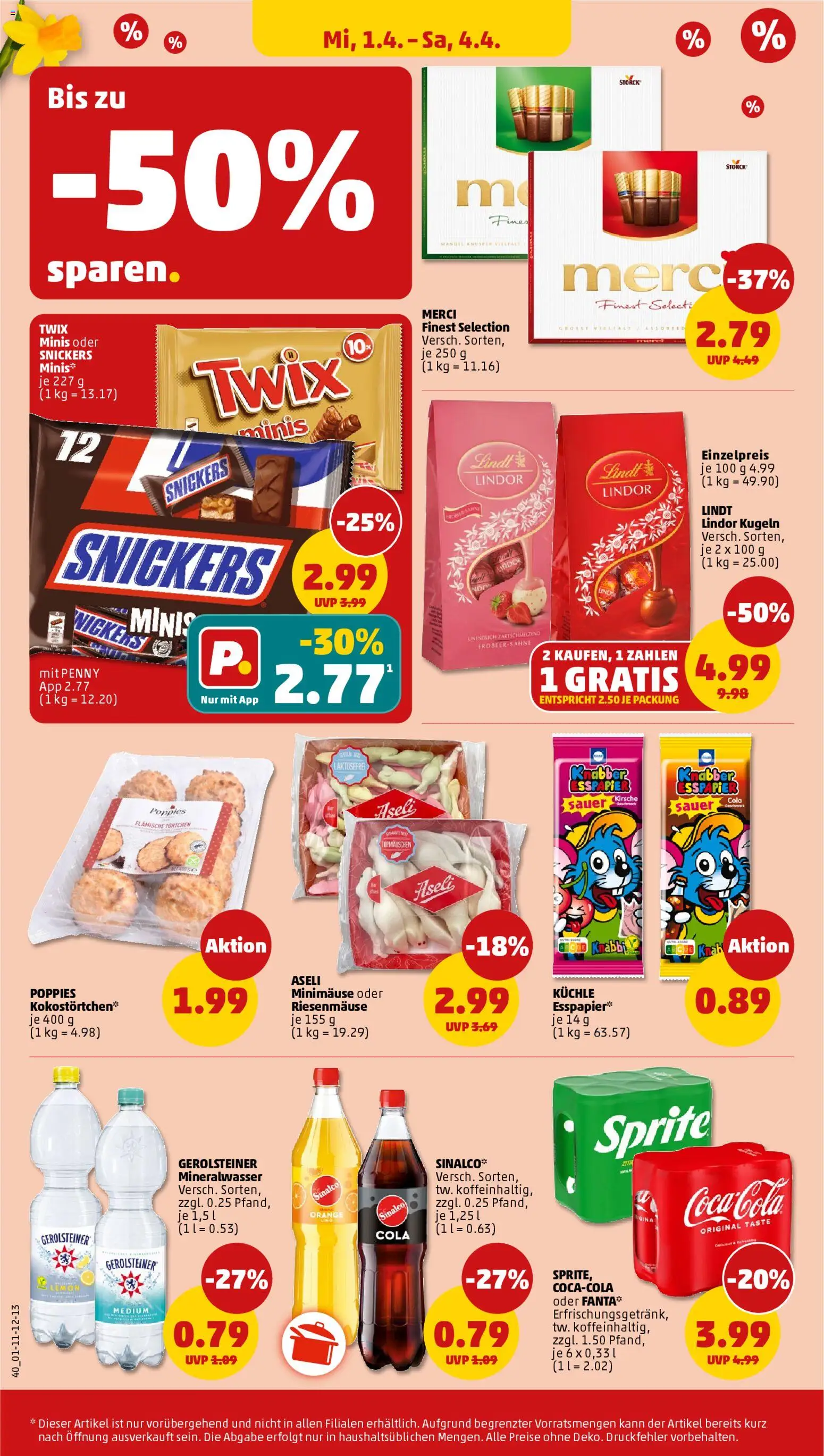 Penny Prospekt 	 – gültig ab 30.03.2026 | Seite: 44 | Produkte: Merci, Fanta, Sprite, Twix