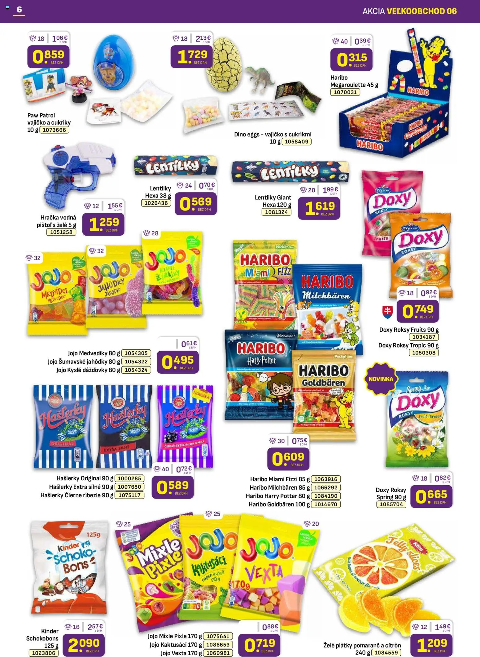 Nové Libex akcie – leták je platný od 16.03.2026 | Strana: 6 | Produkty: Ríbezle, Kinder, Cukríky