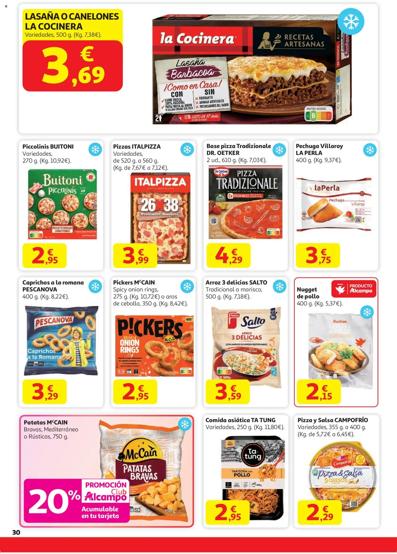 Alcampo - HP Nacional  │ válido desde el 11.12.2025 | Página: 30 | Productos: Pizza, Barbacoa, Lasaña, Nuggets