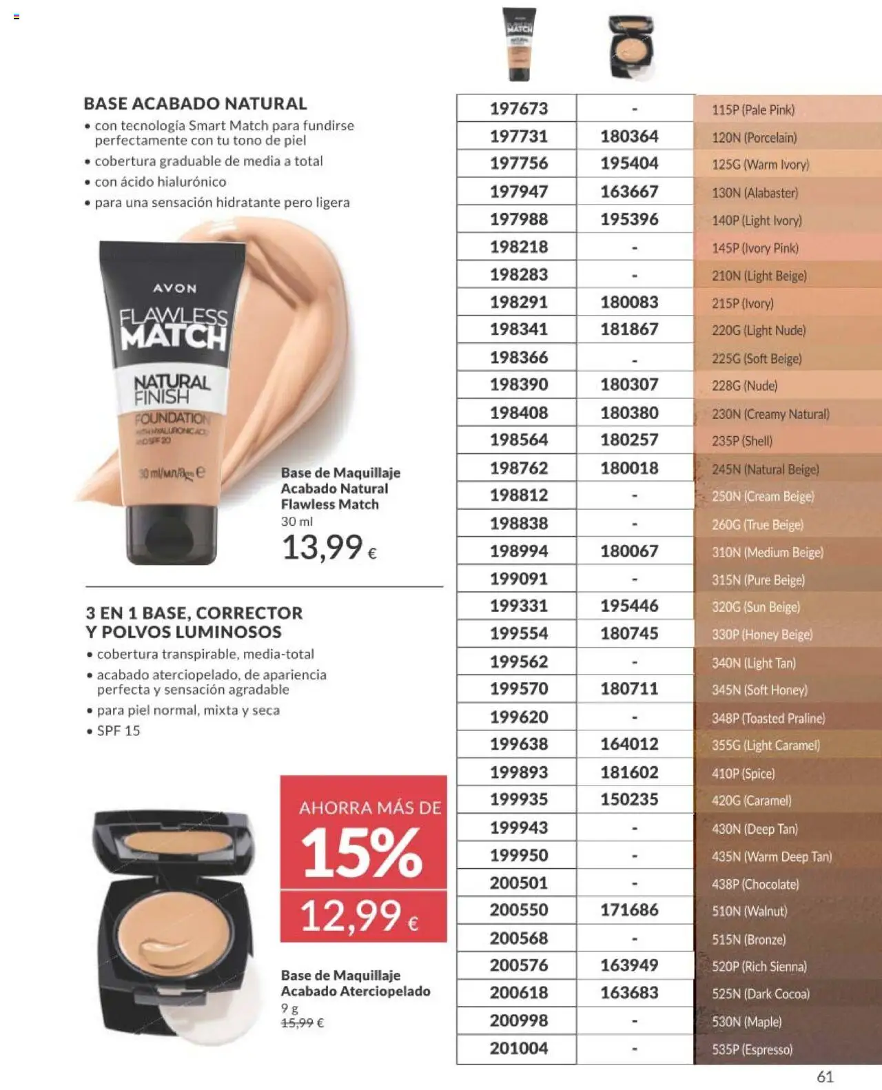 Catálogo AVON campaña 7 │ válido desde el 01.07.2025 | Página: 61 | Productos: Maquillaje, Corrector, Chocolate, Base de maquillaje