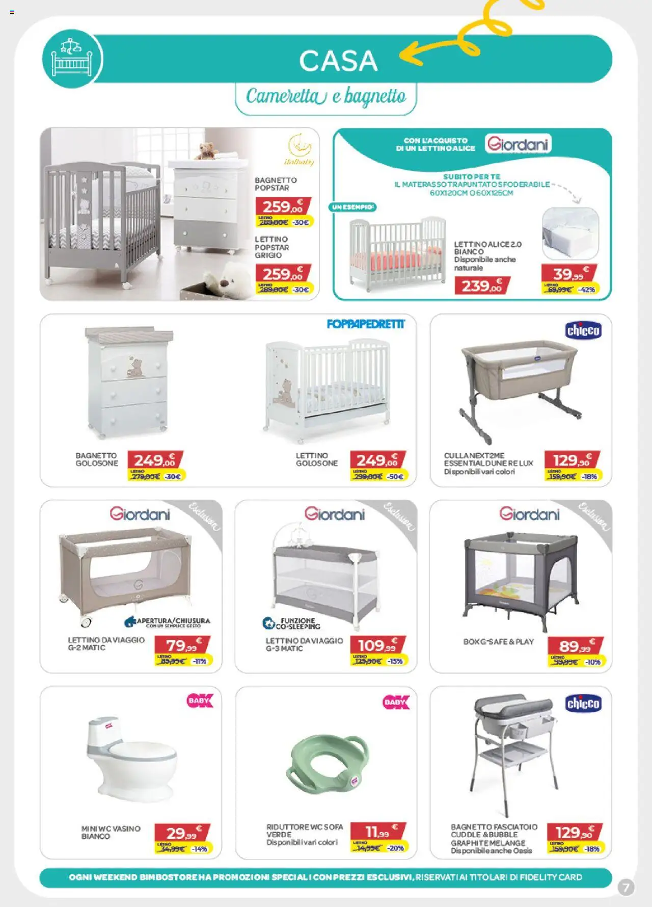 Volantino Bimbo store del 24.07.2025 | Pagina: 7 | Prodotti: Lettino, Sofá, Materasso, WC
