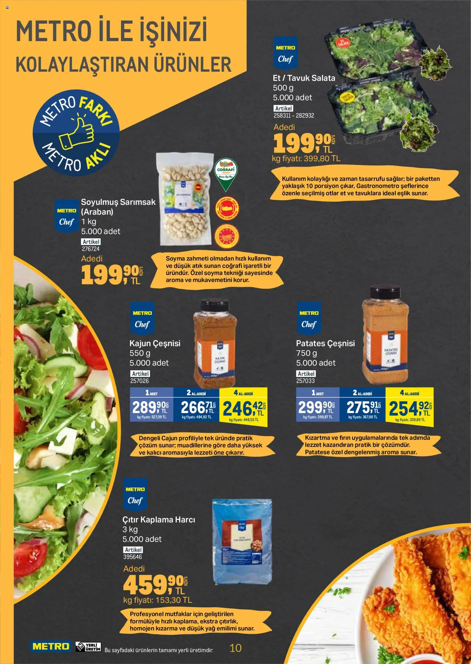 Metro - Et & Tavuk & Köfte Restoranları - 11.02.2026 tarihinden itibaren geçerlidir | Sayfa: 10 | Ürünler: Yağ, Salata, Patates, Sarımsak