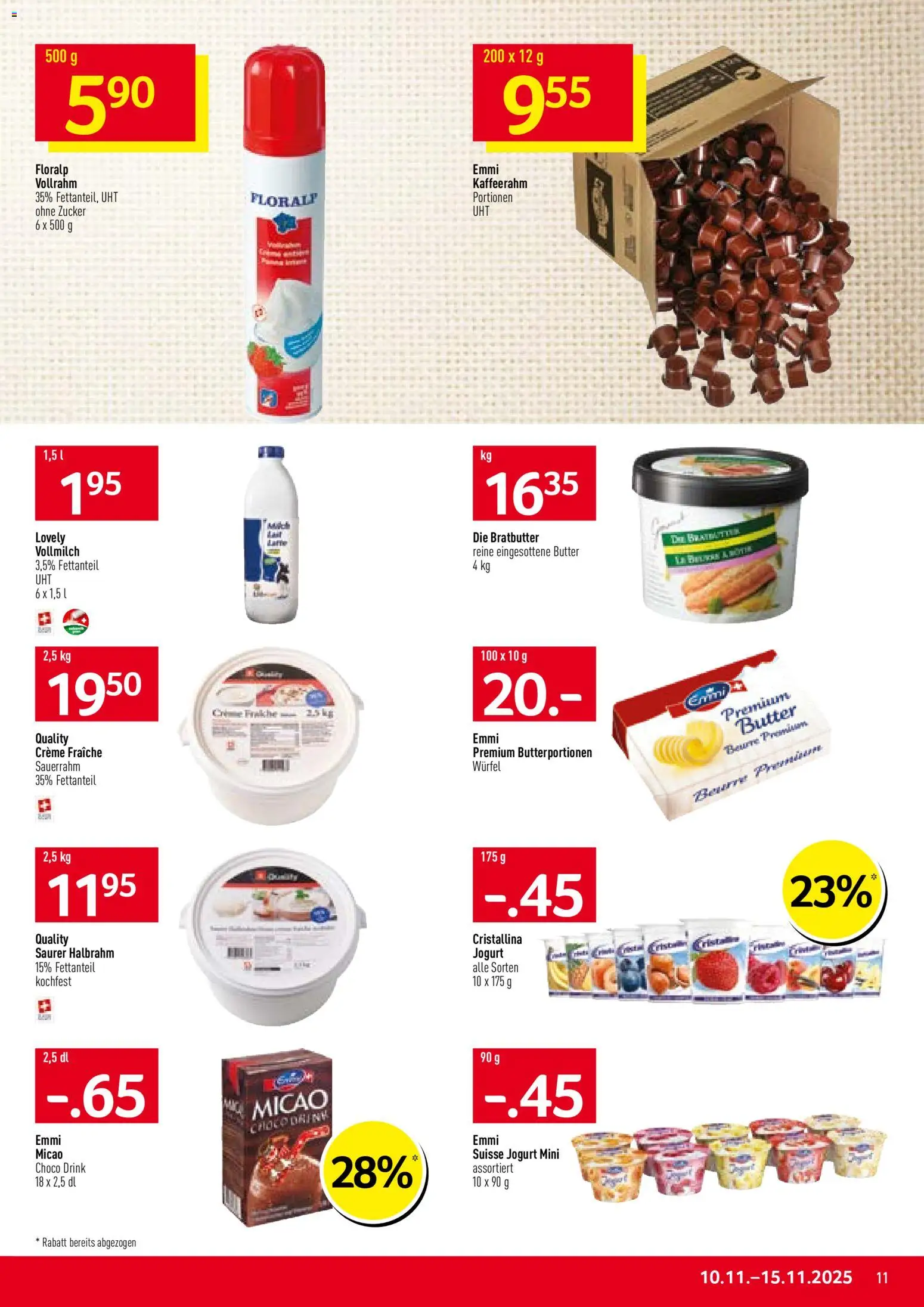 Prodega Aktionen – gültig ab 10.11.2025 | Seite: 11 | Produkte: Butter, Saurer Halbrahm, Sauerrahm, Creme
