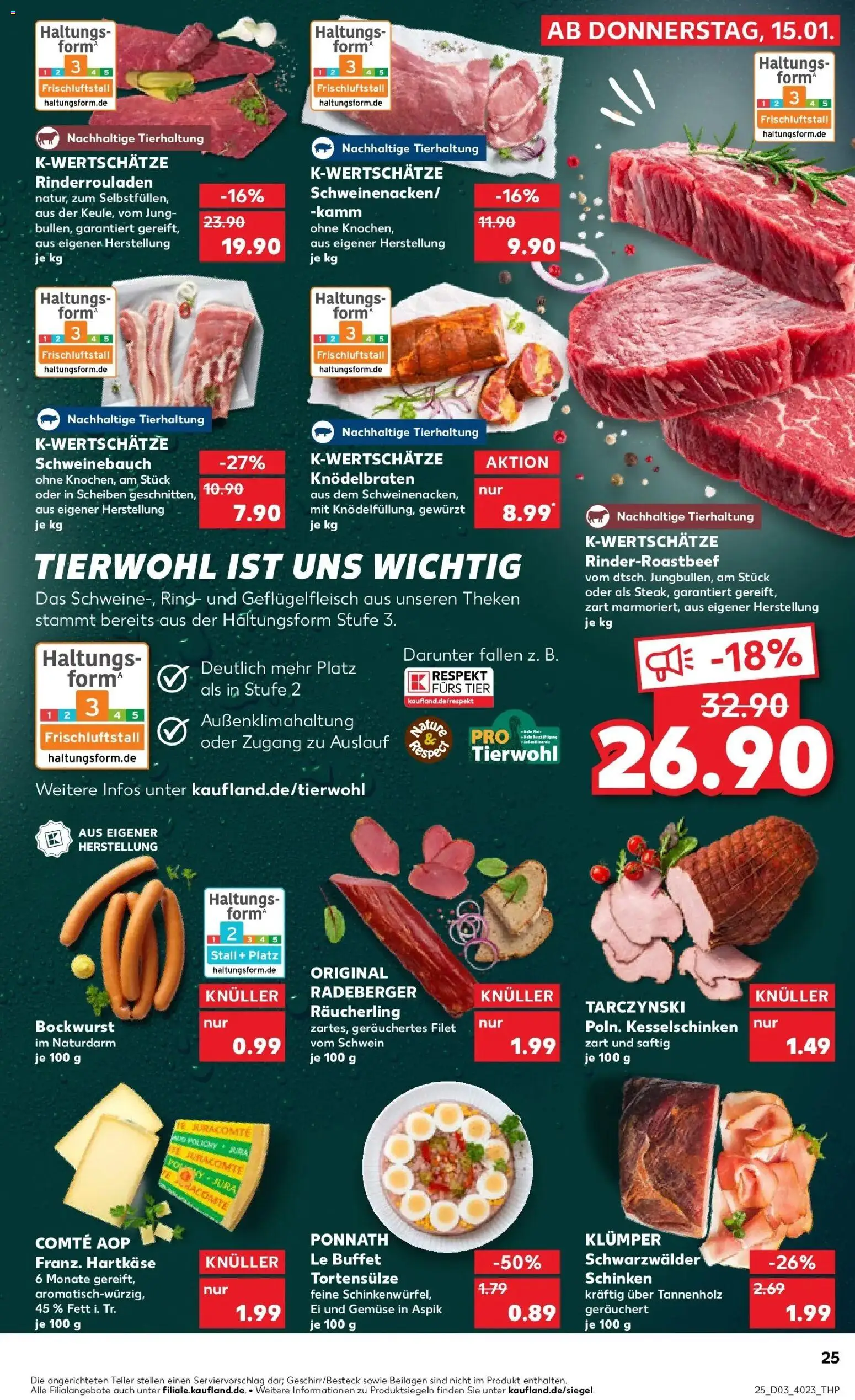Kaufland prospekt Glauchau	 – gültig ab 15.01.2026 | Seite: 25 | Produkte: Rinderrouladen, Schweinebauch, Gemüse, Schinken