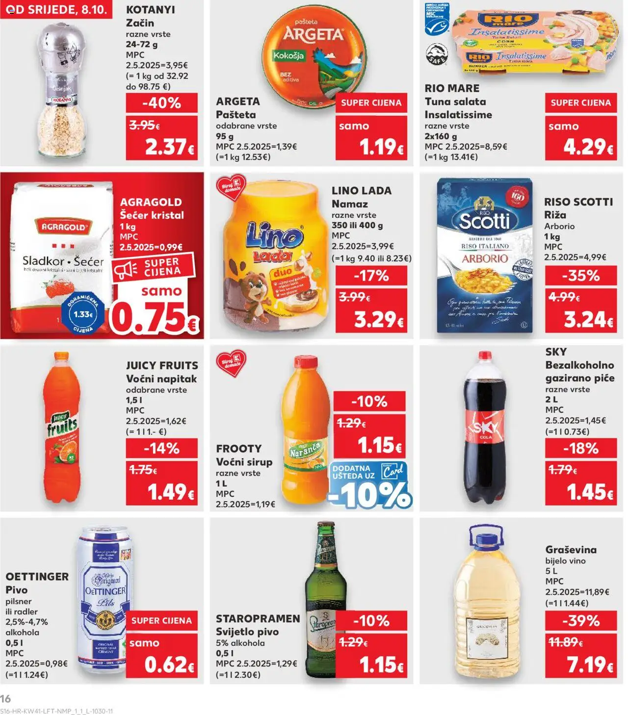 Kaufland katalog | vrijedi od 08.10.2025 | Stranica: 16 | Proizvodi: Lino Lada, Šećer kristal, Pivo, Šećer