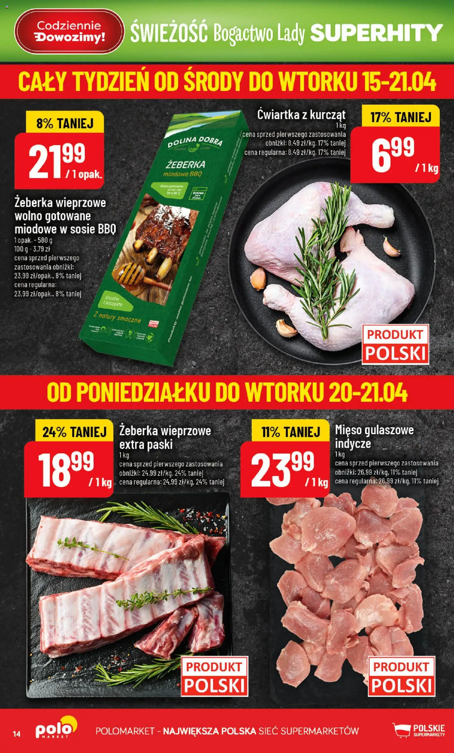 POLOmarket gazetka od 15.04.2026 | Strona: 14 | Produkty: Mięso, Wolno gotowane