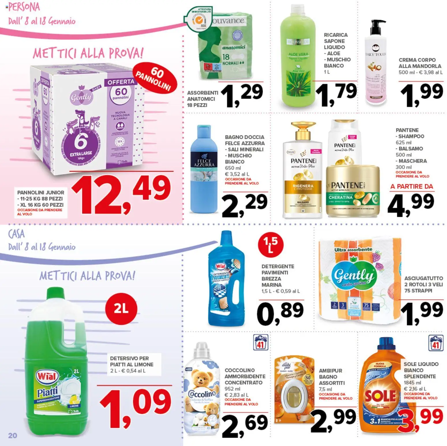 Volantino Todis del 08.01.2026 | Pagina: 20 | Prodotti: Maschera, Ammorbidente, Asciugatutto, Aloe vera