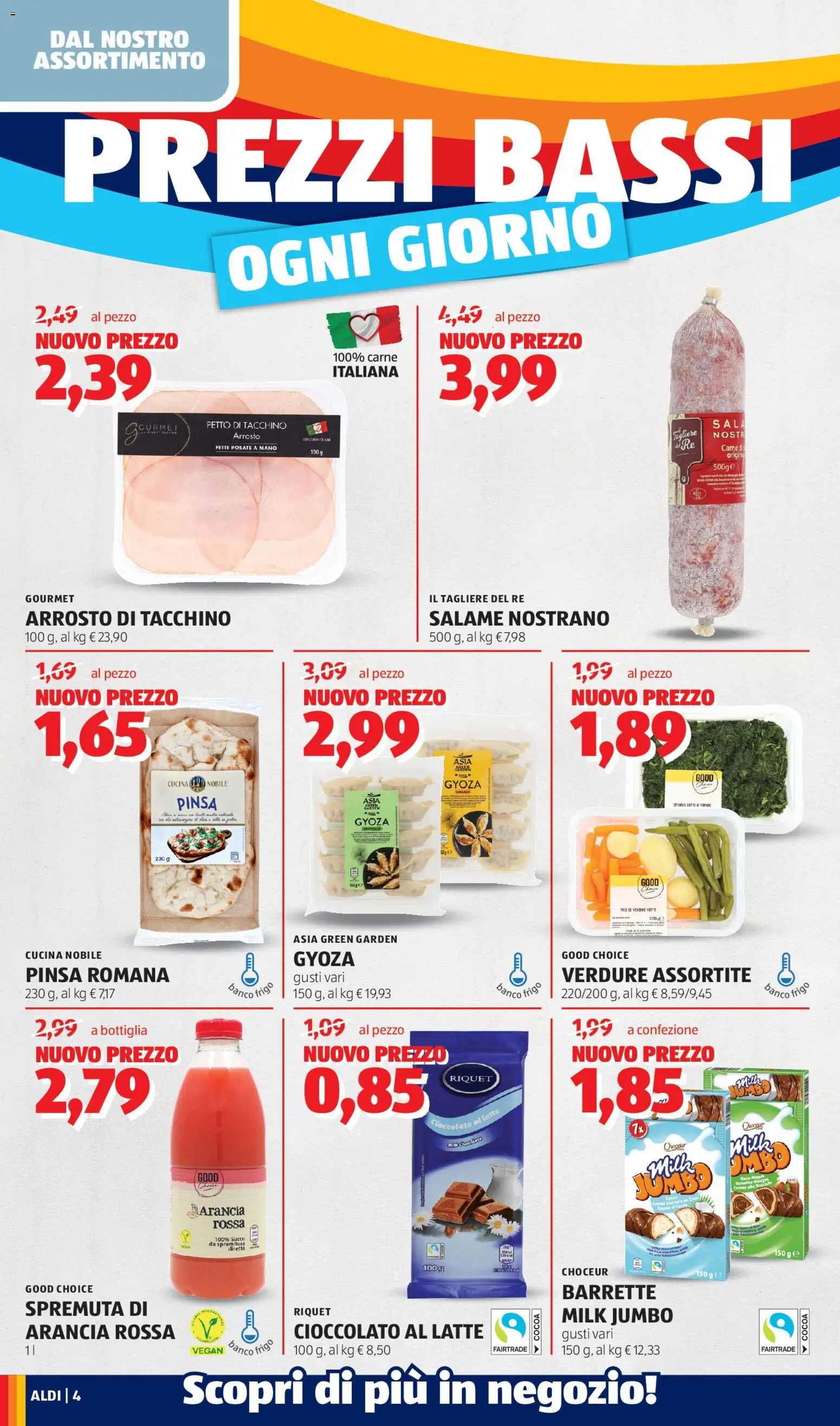 Volantino Aldi del 04.05.2026 | Pagina: 4 | Prodotti: Crema, Salame, Verdure, Arancia