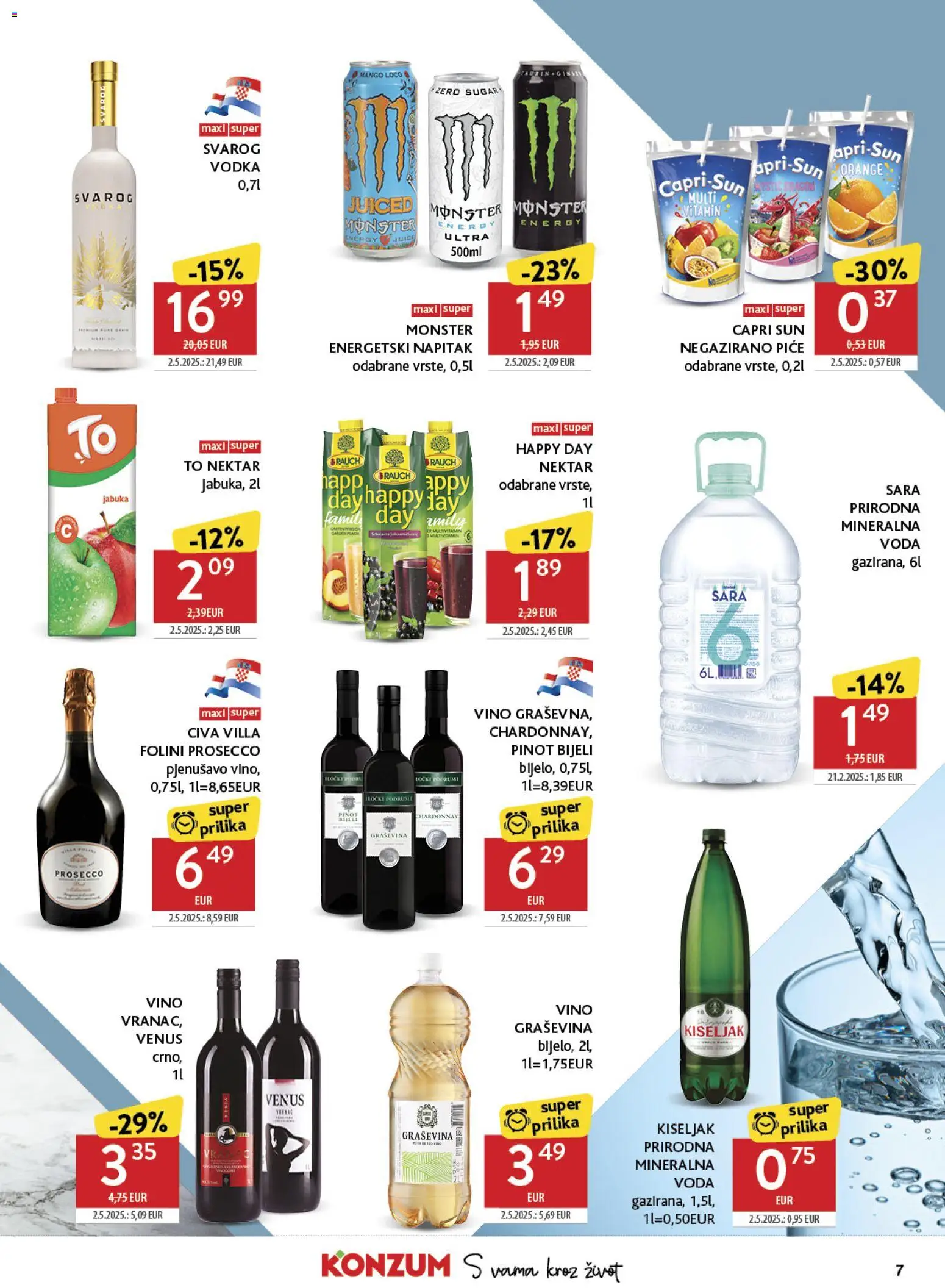 Konzum katalog | vrijedi od 22.04.2026 | Stranica: 7 | Proizvodi: Monster Energy, Prosecco, Vino, Voda