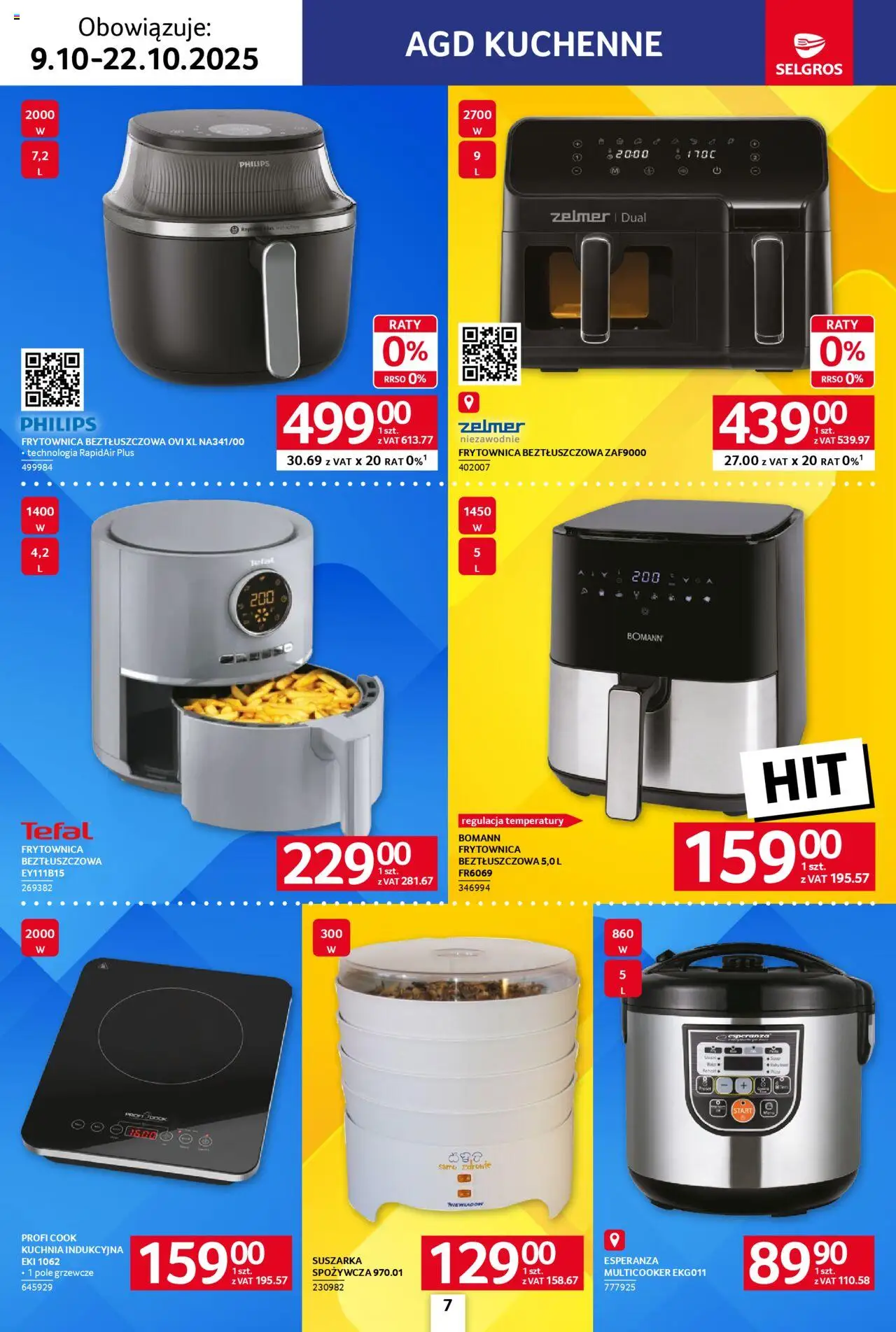Selgros cash&carry Gazetka - Elektro AGD od 09.10.2025 | Strona: 7 | Produkty: Suszarka, Pizza, Tefal