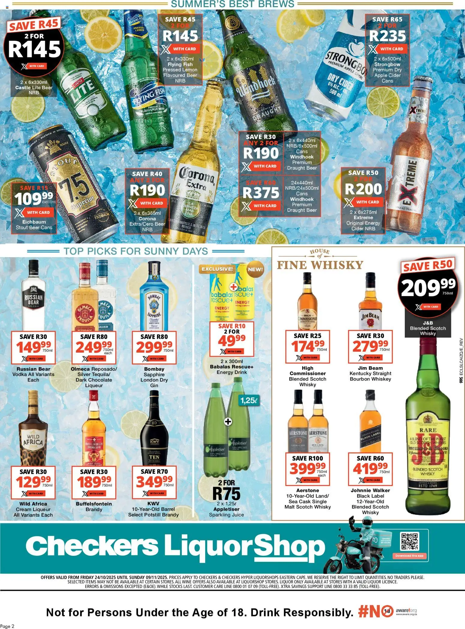 New Checkers catalogue – valid from 24.10.2025 | Page: 2 | Products: Brandy, Cider, Chocolate, Fish