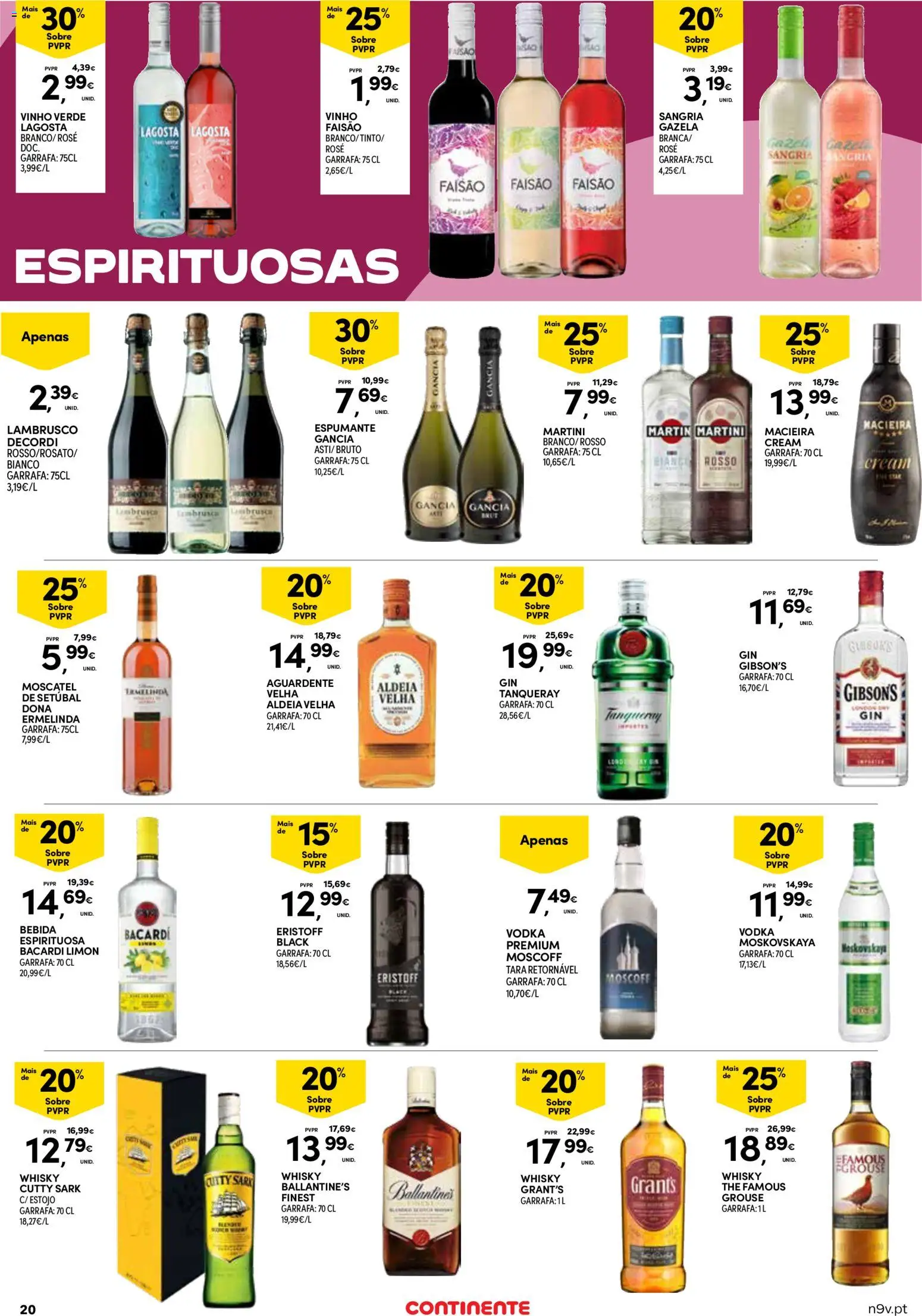 Continente Açores  │ válido de 16.04.2026 | Página: 20 | Produtos: Whisky, Lagosta, Gin, Bebida