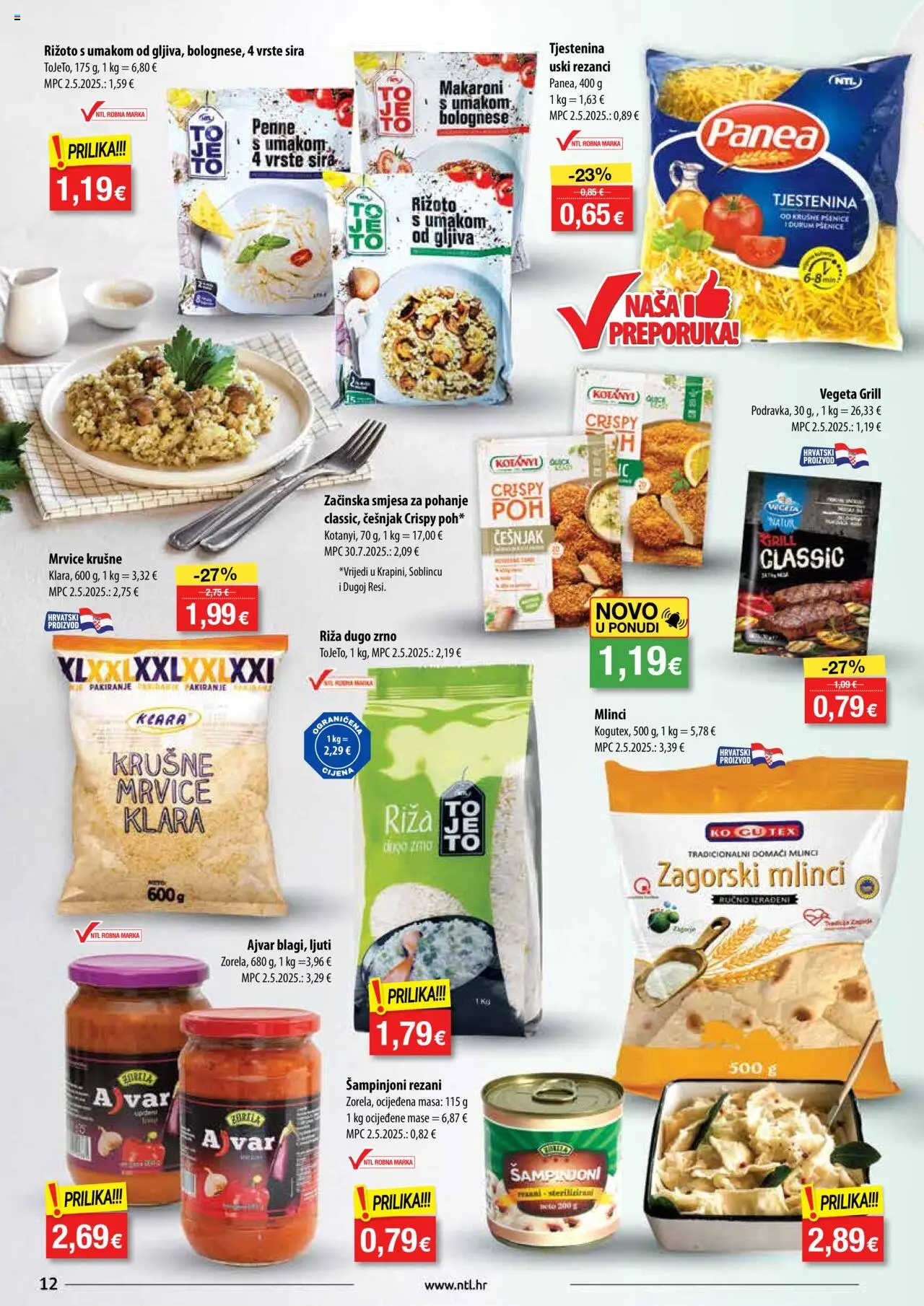 NTL katalog | vrijedi od 13.08.2025 | Stranica: 12 | Proizvodi: Riža, Ajvar, Tjestenina, Češnjak