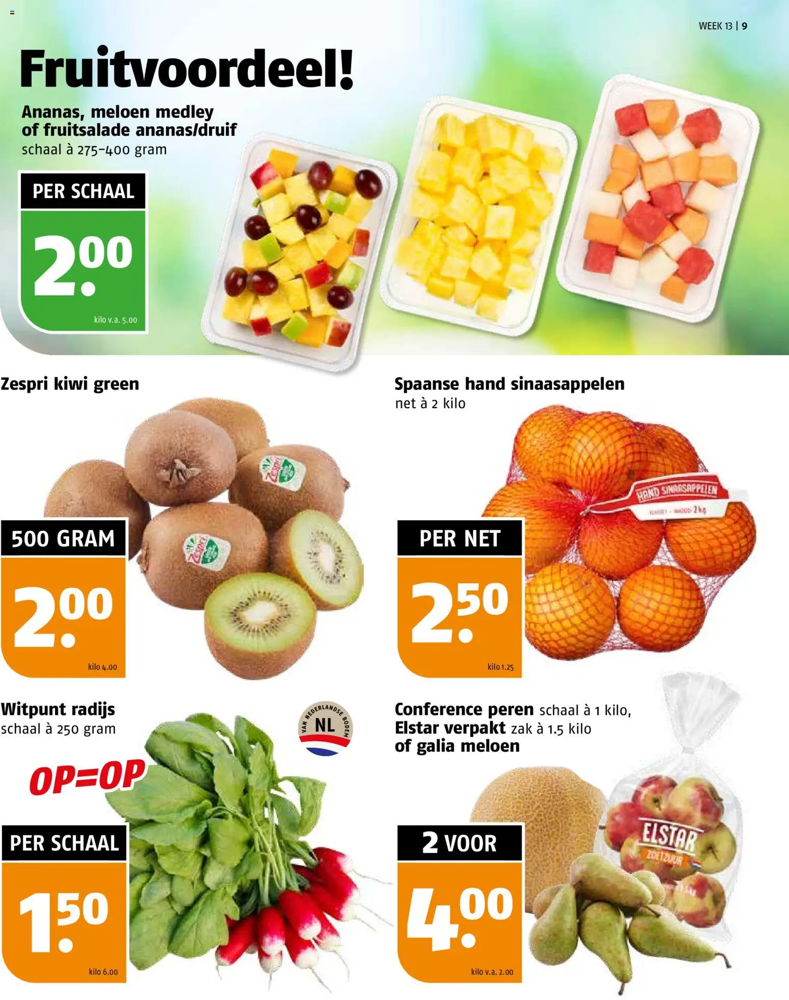 {H1} | Pagina: 9 | Producten: Meloen, Kiwi, Schaal, Zak