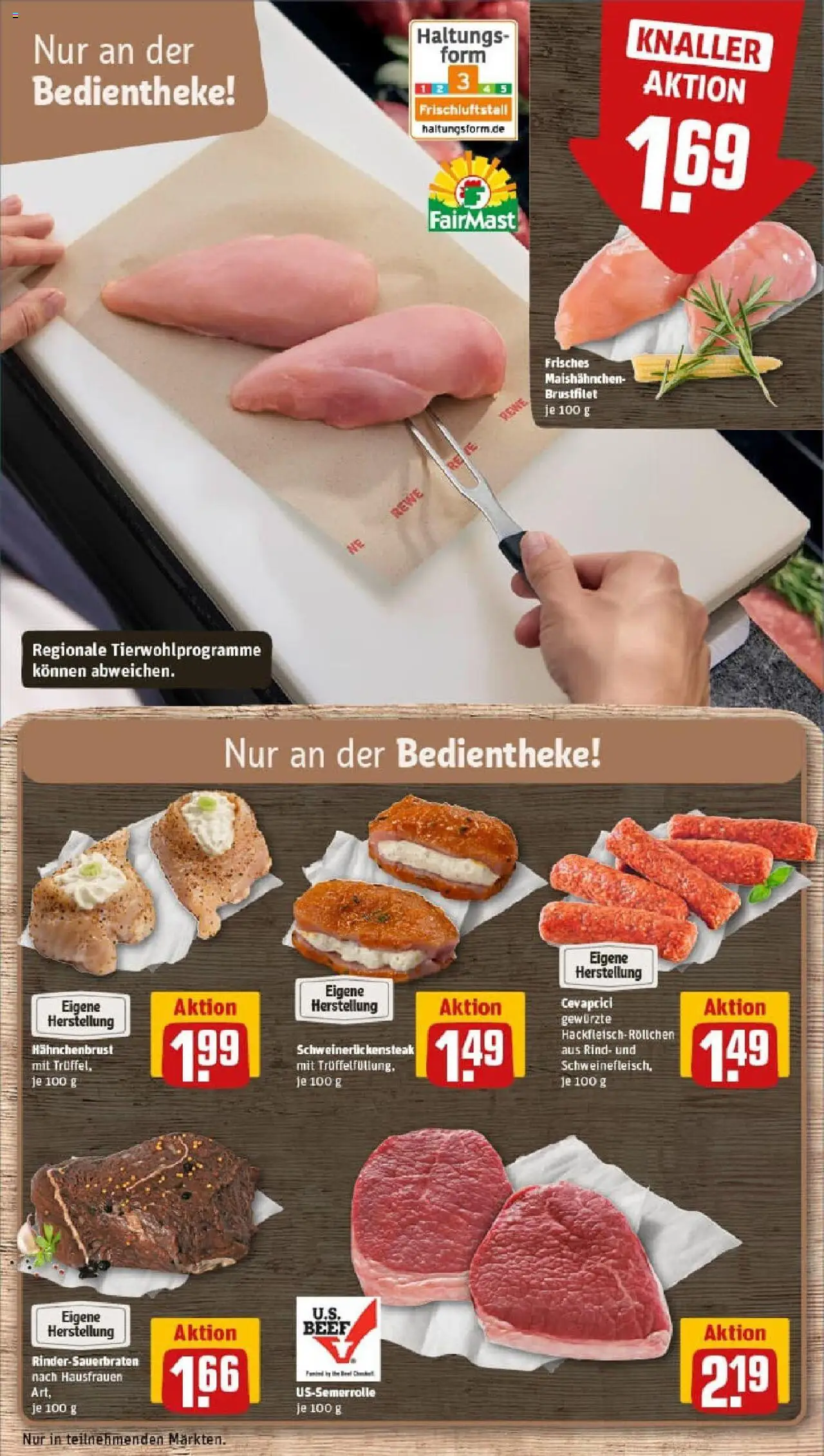 Rewe prospekt Neuss / Grimlinghaus	 – gültig ab 13.10.2025 | Seite: 10 | Produkte: Cevapcici, Schweinefleisch, Steak, Hahnchenbrust