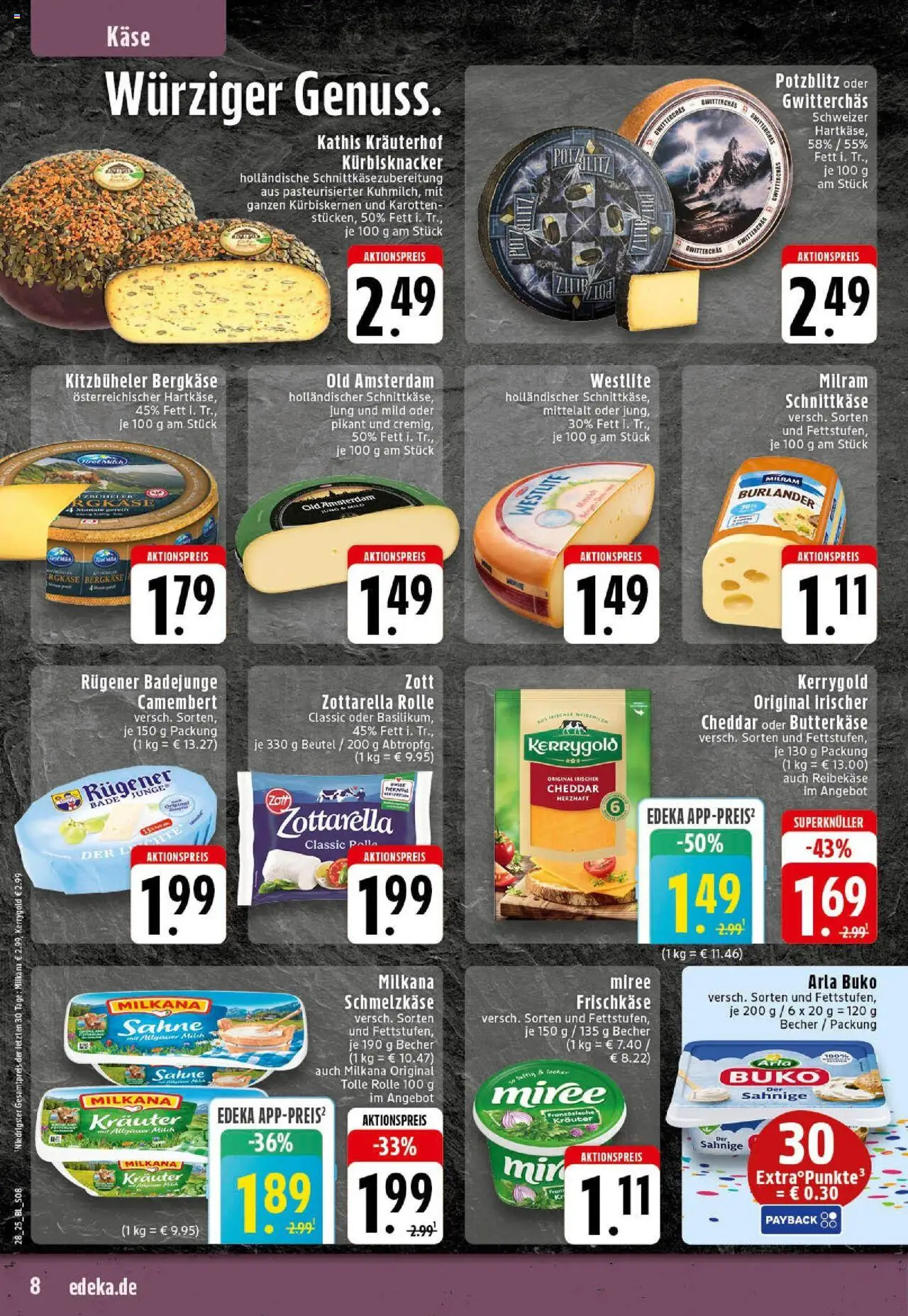 Edeka prospekt Westerkappeln	 - gültig ab dem 06.07.2025 | Seite: 8 | Produkte: Käse, Mozzarella, Milram, Reibekase